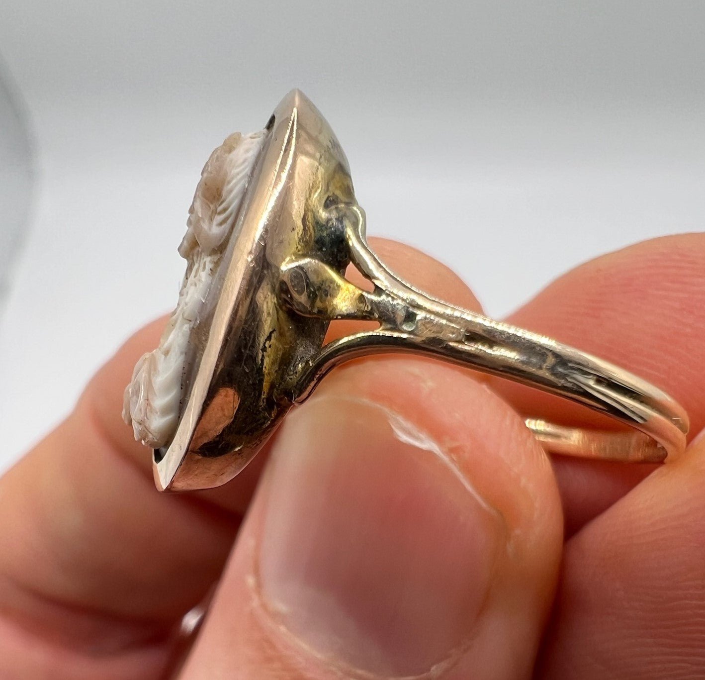 Finely Carved Antique Cameo Ring Aries Pinkie ring