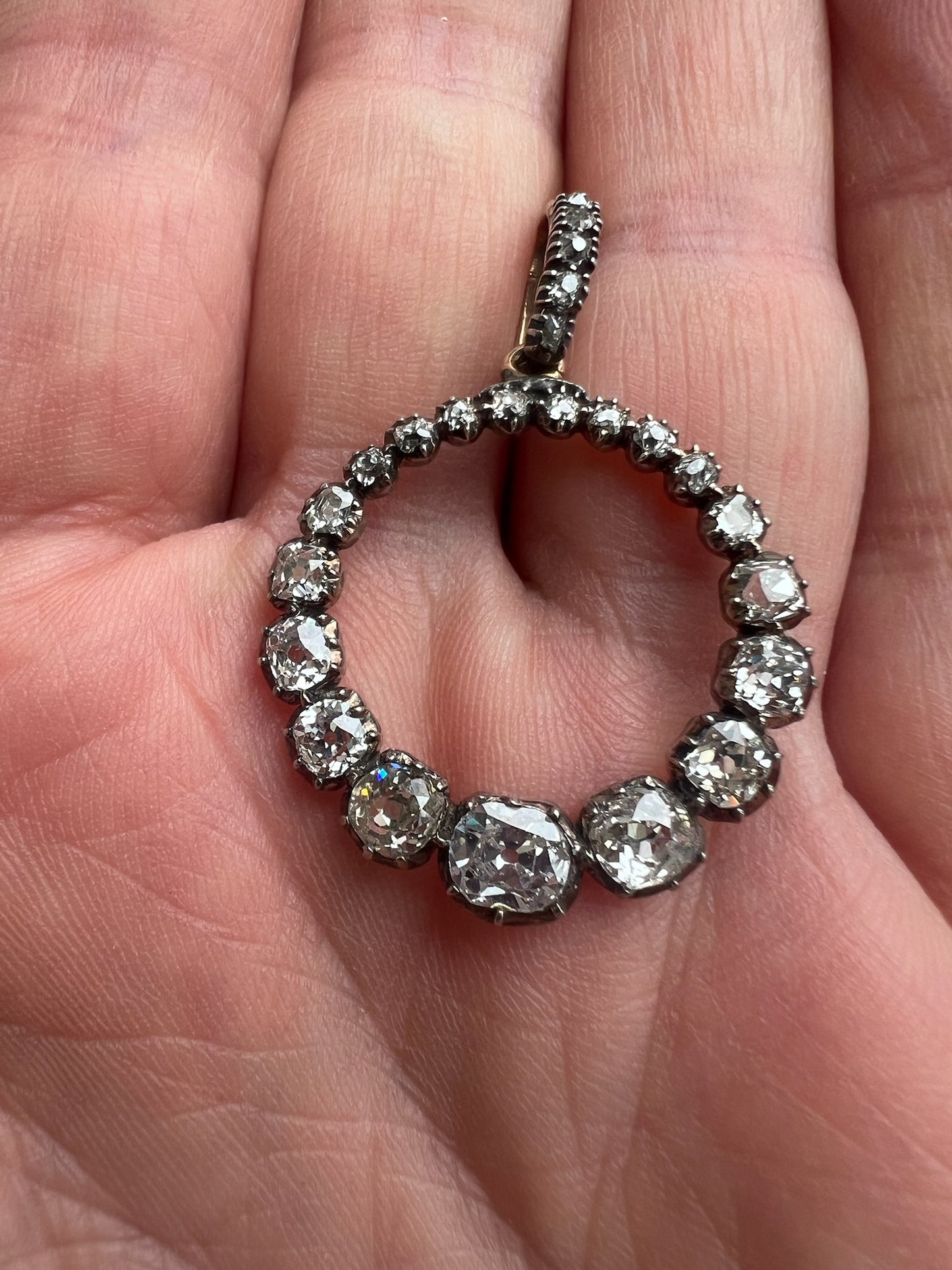 *Reserved* 4 Carat Old Cut Diamond Early Victorian Antique Circle Pendant