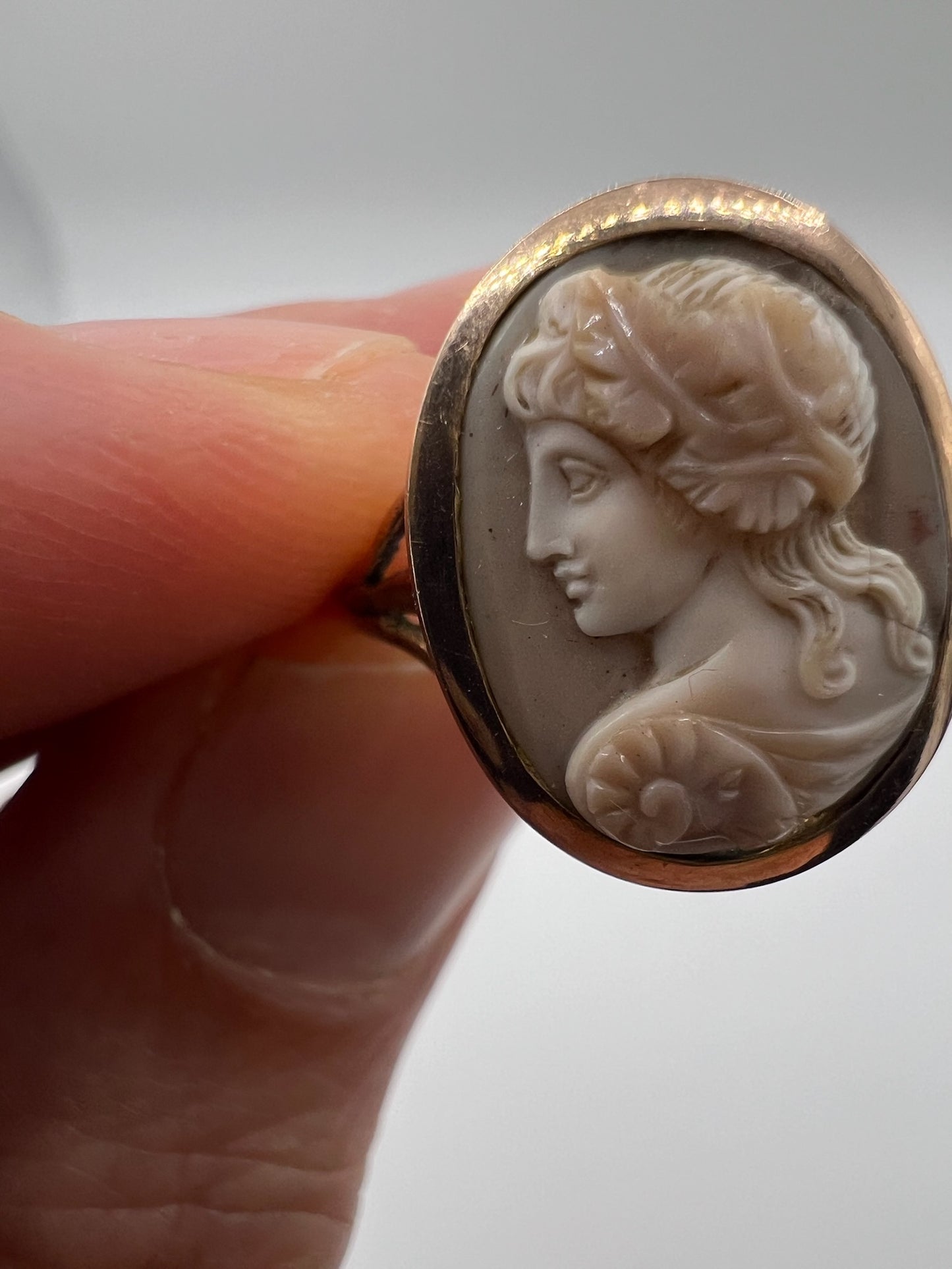 Finely Carved Antique Cameo Ring Aries Pinkie ring