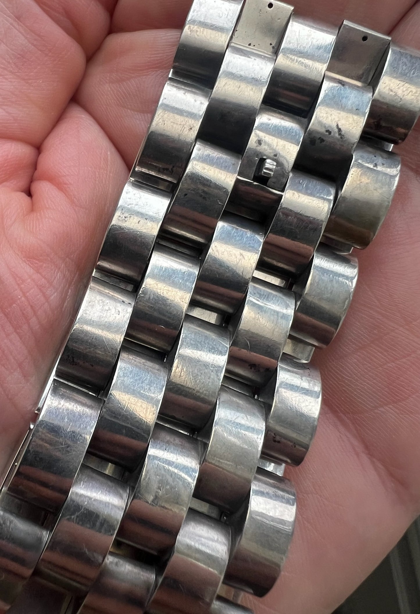 Articulated Link Victorian Chunky Silver Wide Slinky Bracelet