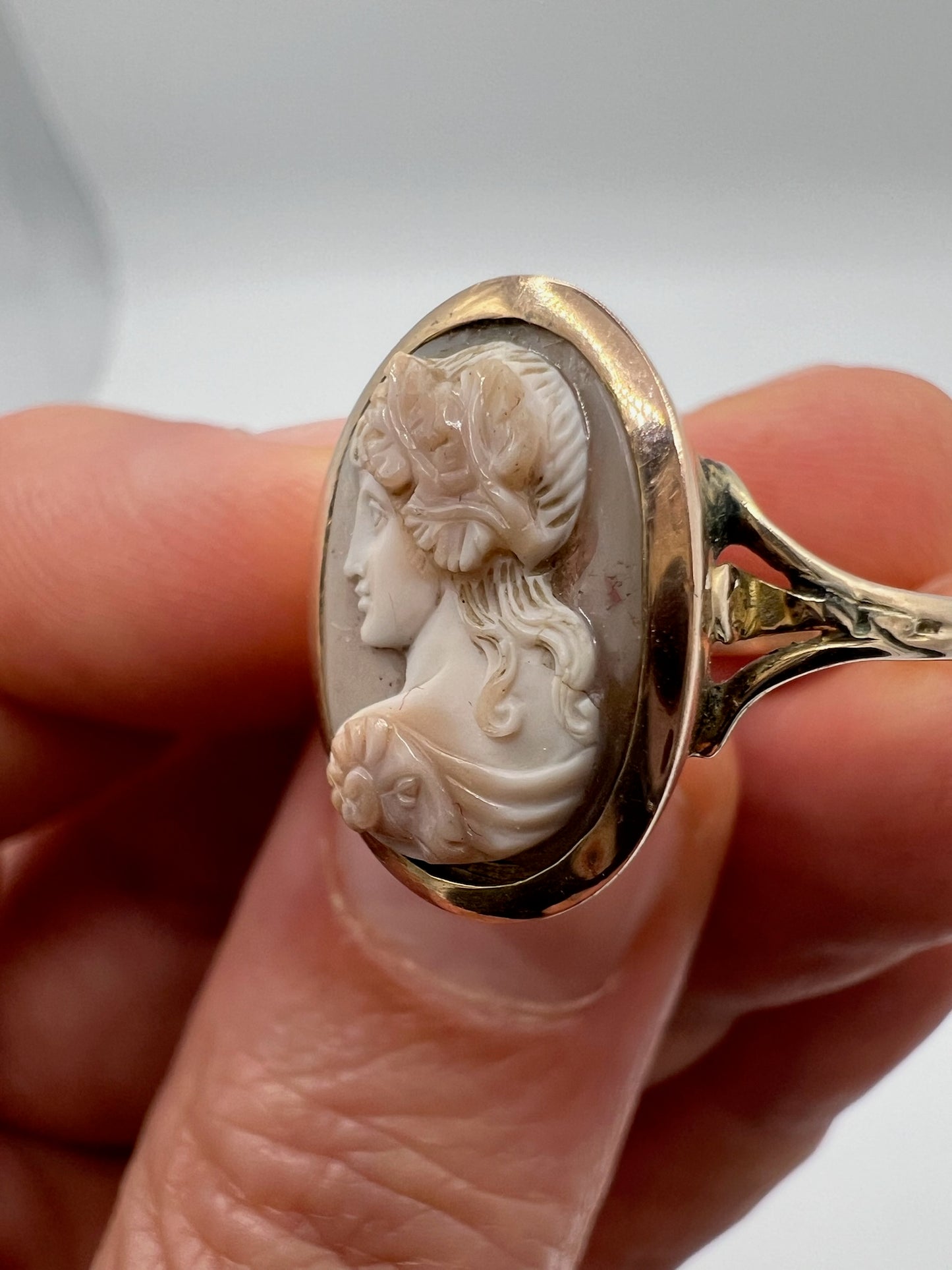 Finely Carved Antique Cameo Ring Aries Pinkie ring