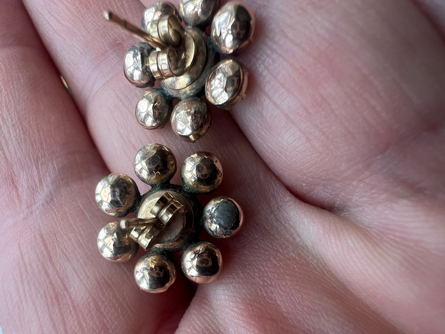 Authentic Georgian Foil Backed Gold Flat Cut Garnet Regency Earrings for Pierced Ears