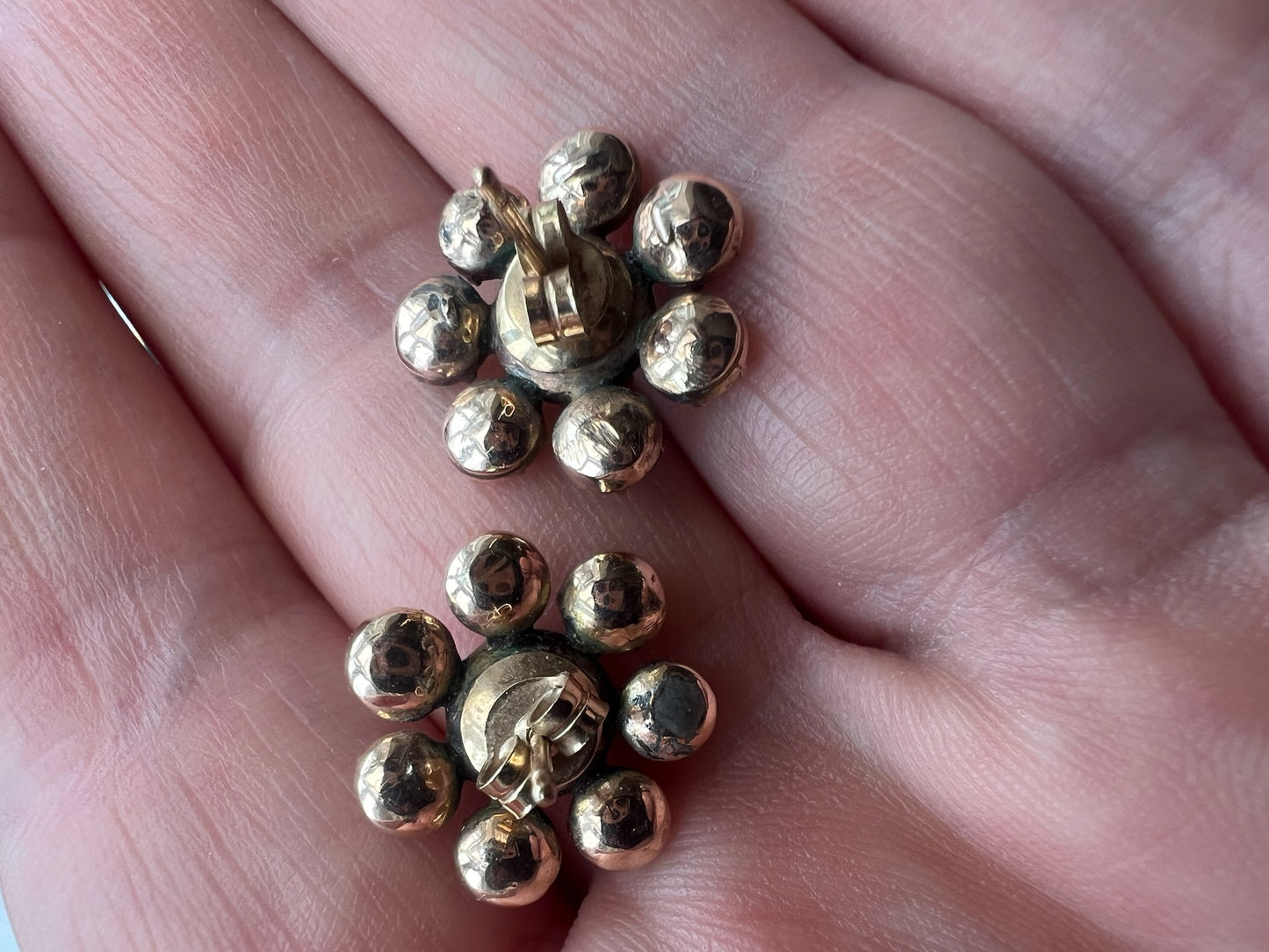 Authentic Georgian Foil Backed Gold Flat Cut Garnet Regency Earrings for Pierced Ears