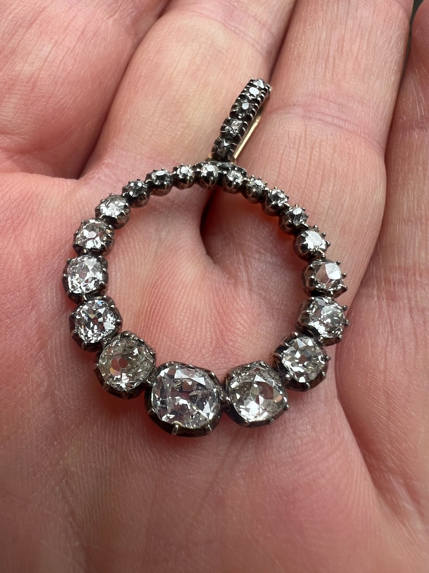 *Reserved* 4 Carat Old Cut Diamond Early Victorian Antique Circle Pendant