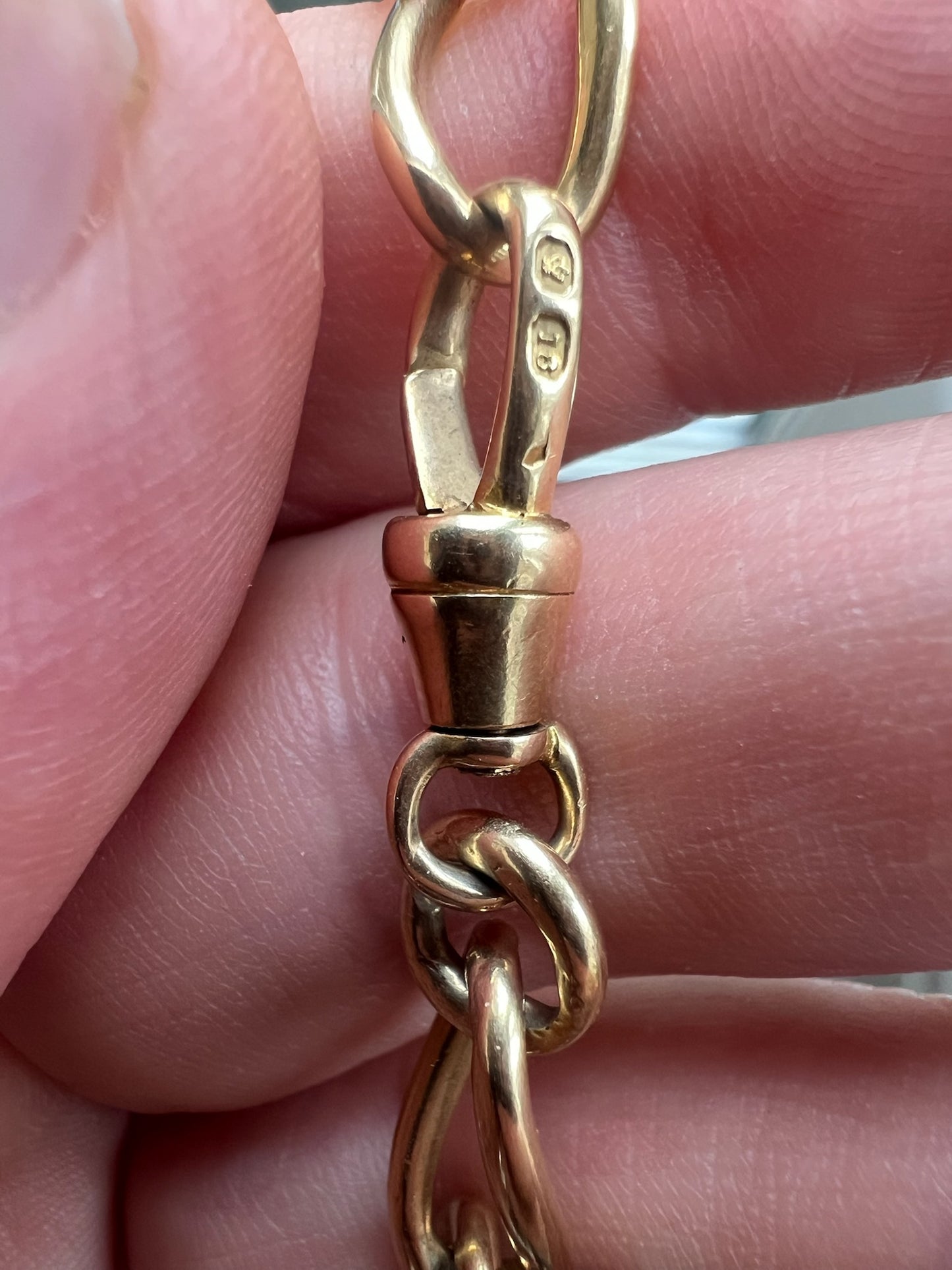 Rare 18ct Solid Yellow Gold Victorian Antique Twisted Long Link Albert Chain Necklace