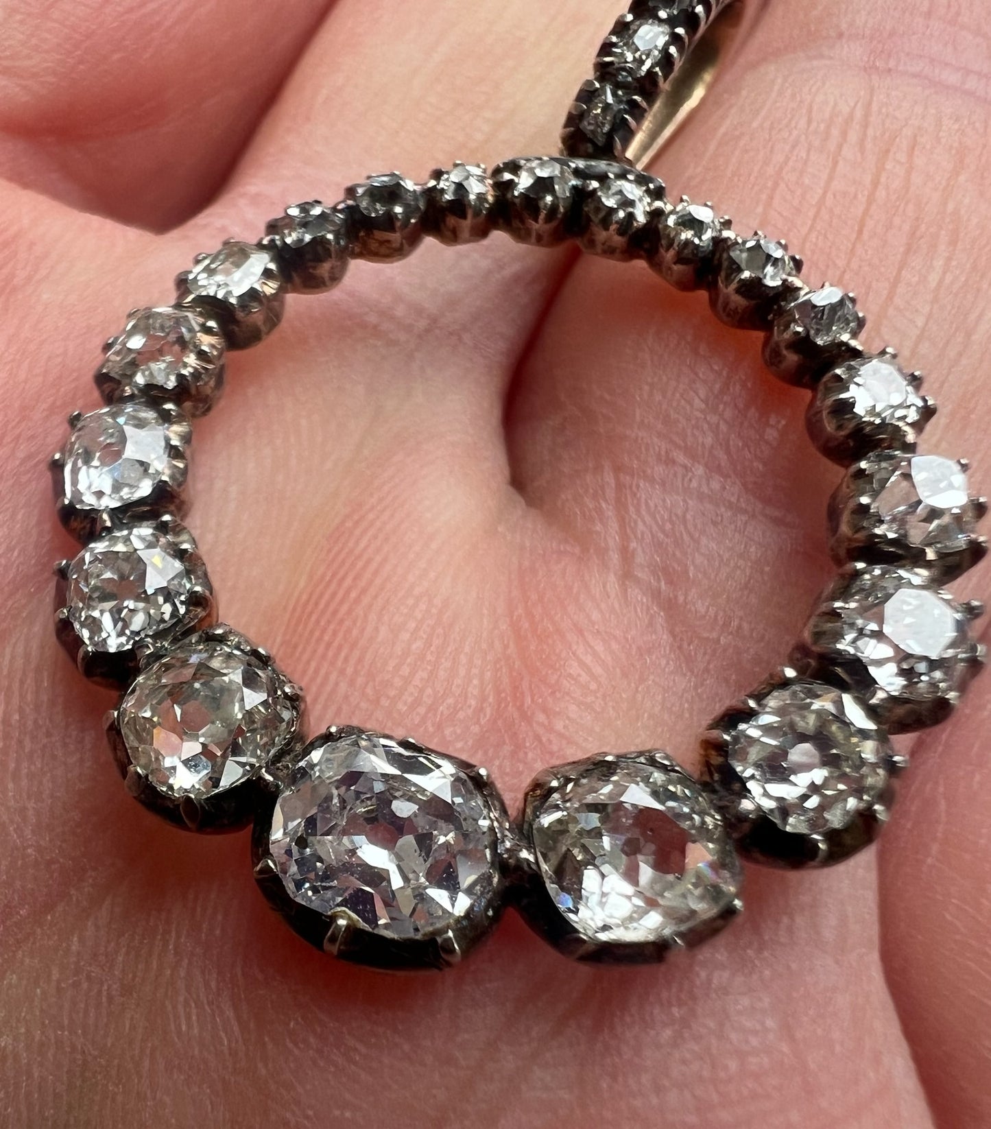 *Reserved* 4 Carat Old Cut Diamond Early Victorian Antique Circle Pendant