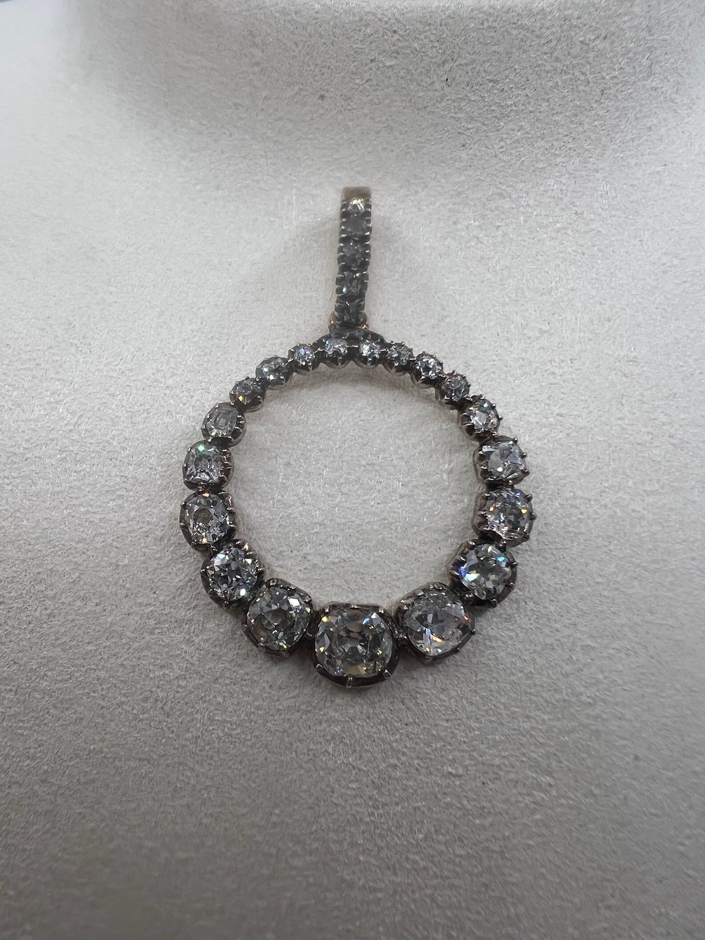 *Reserved* 4 Carat Old Cut Diamond Early Victorian Antique Circle Pendant