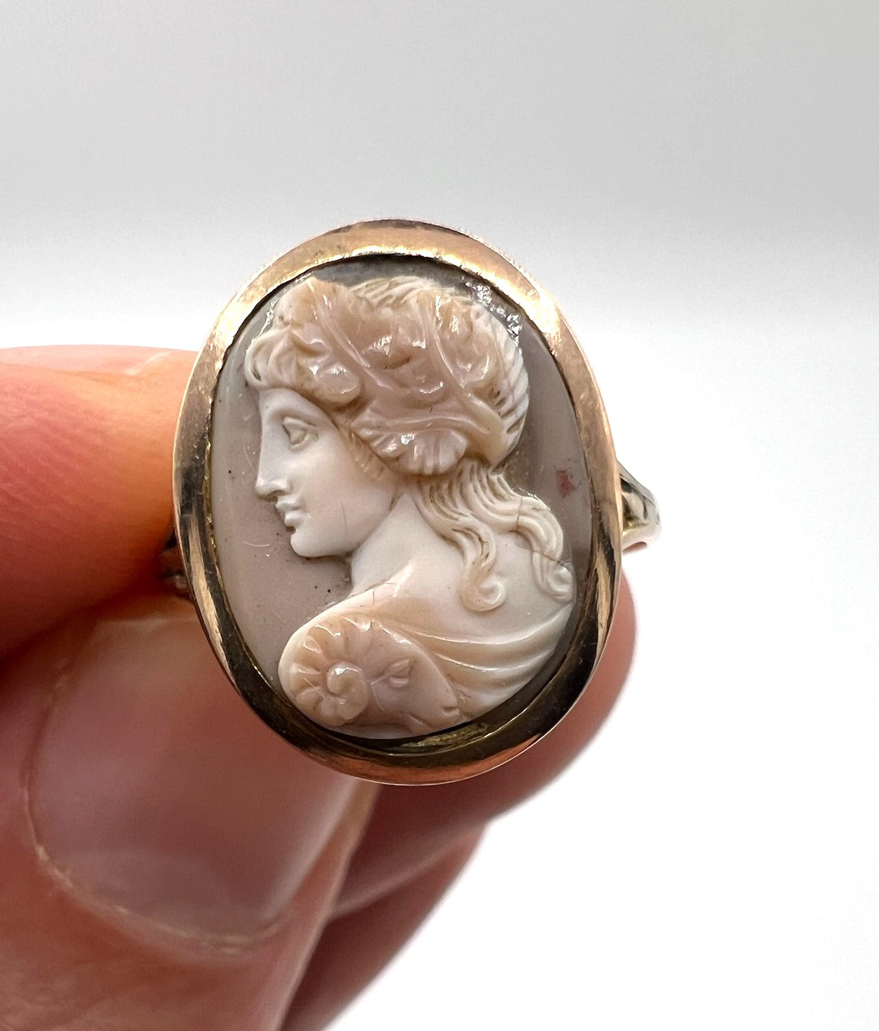 Finely Carved Antique Cameo Ring Aries Pinkie ring