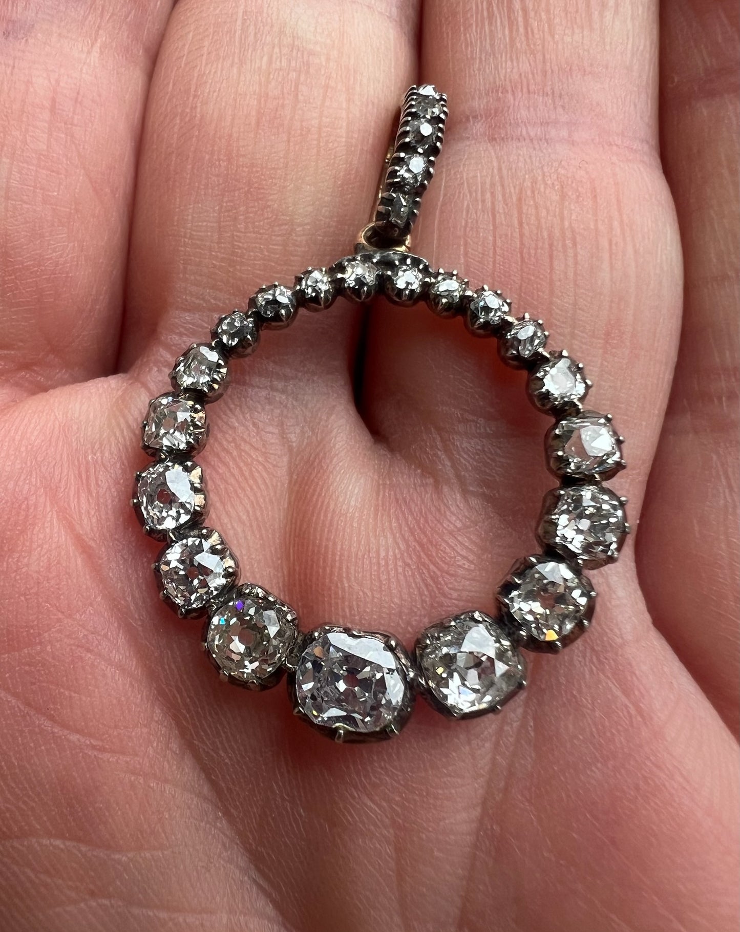 *Reserved* 4 Carat Old Cut Diamond Early Victorian Antique Circle Pendant