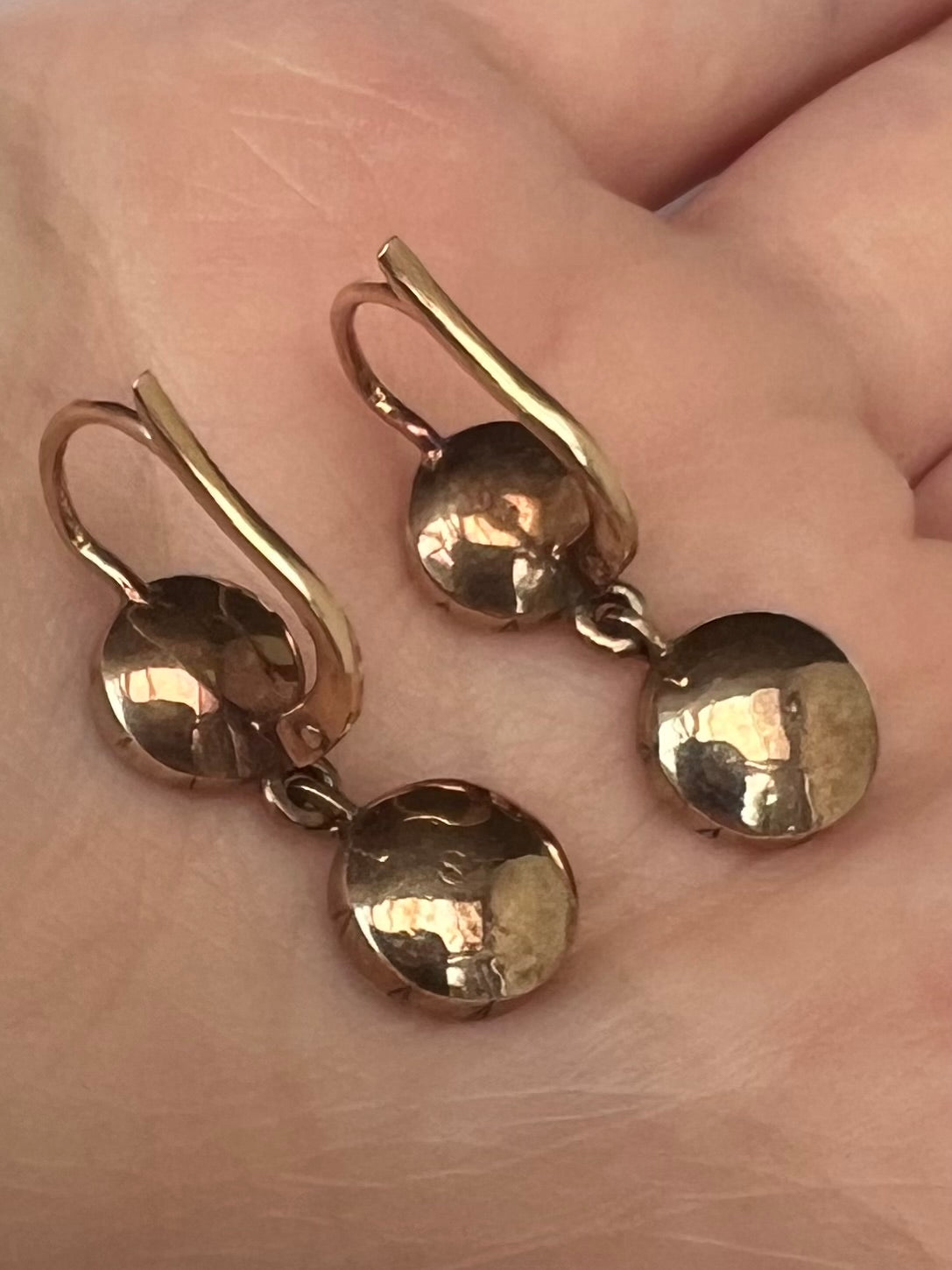 Rose Gold Georgian Foil Backed Garnet Dormeuse Earrings