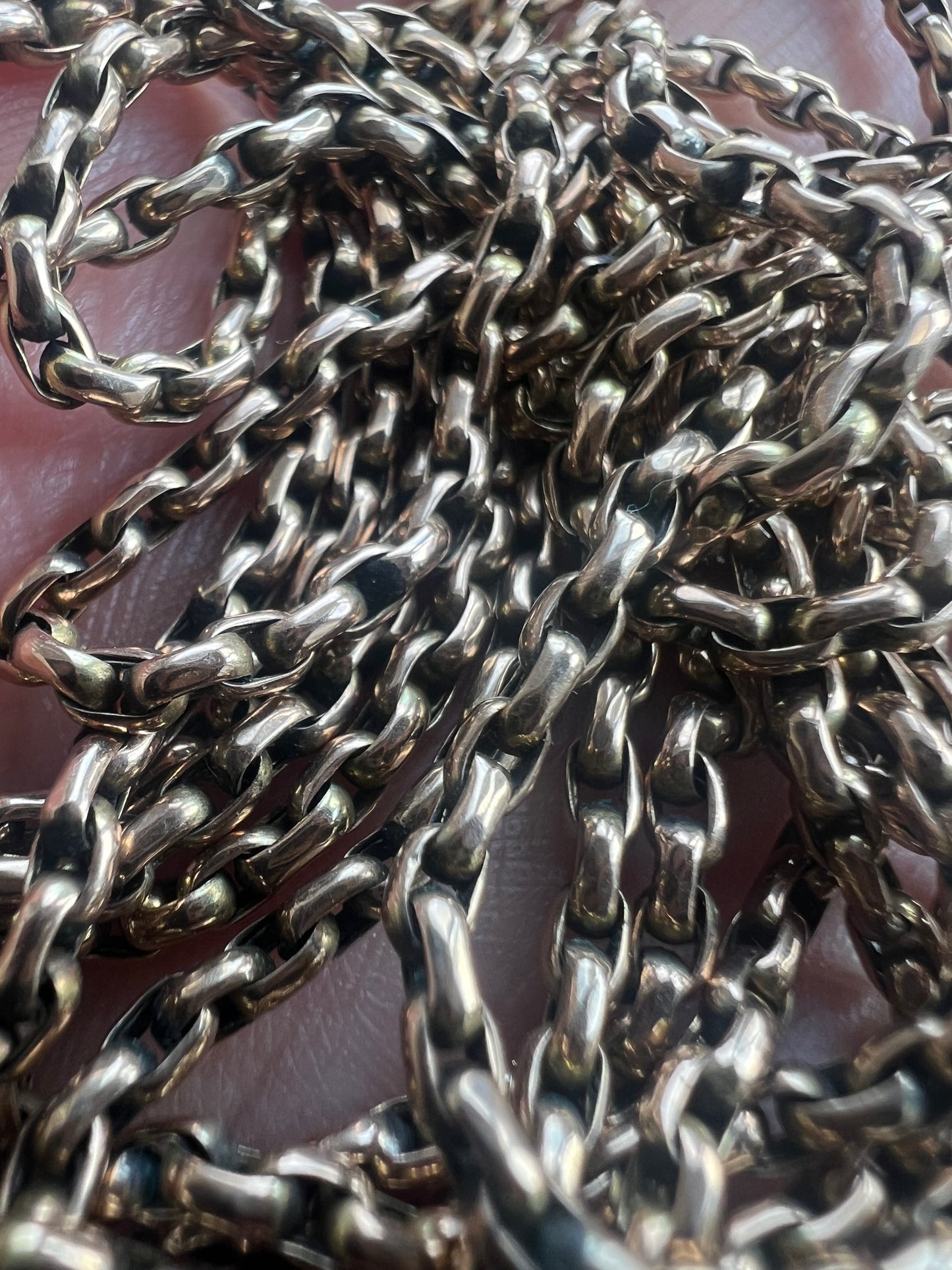 Super Long 60 Inch Yellow / Rose Gold Antique Muff Chain Necklace With Dog Clip