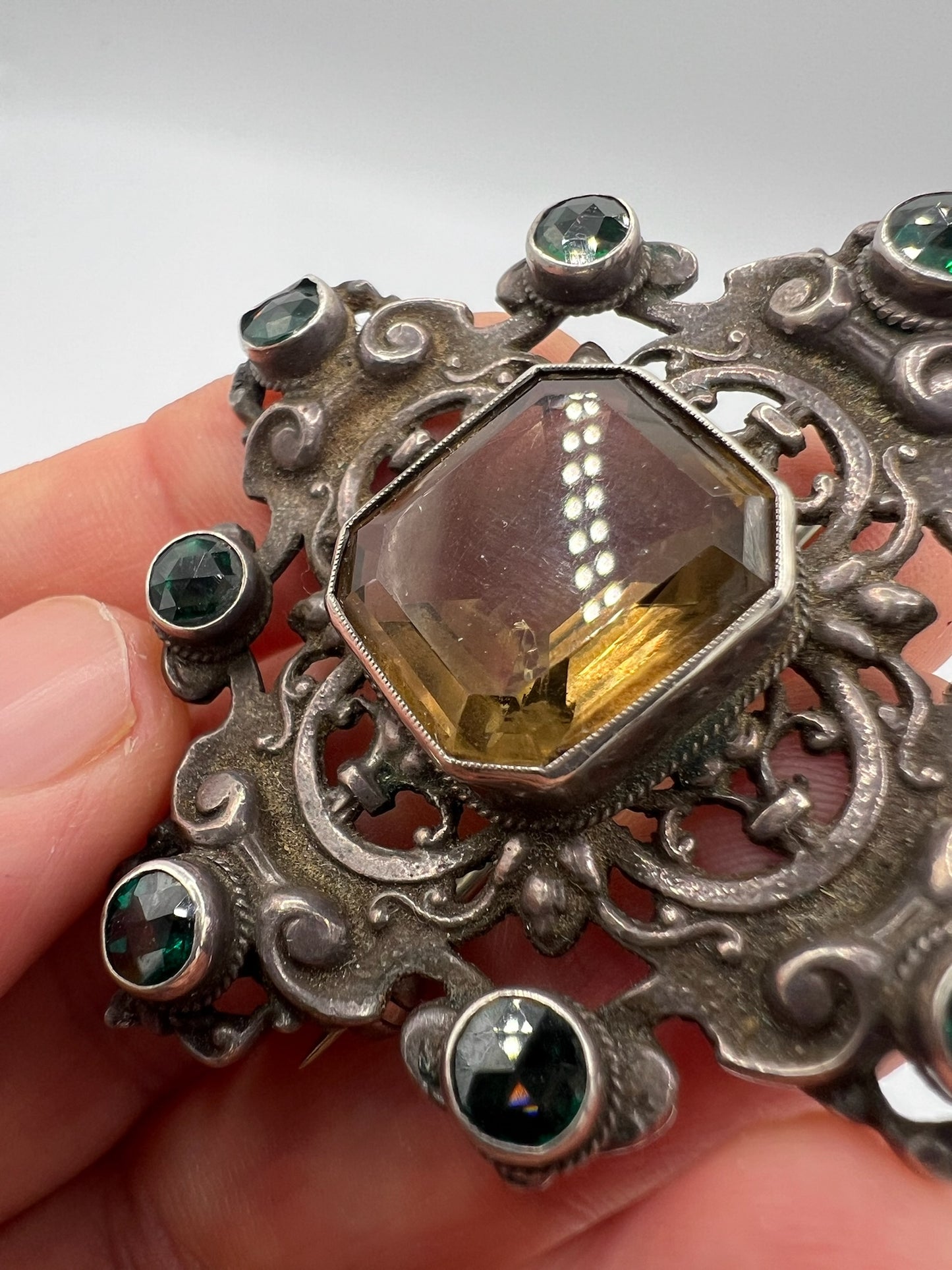Zoltan White Signed Arts & Crafts Austro Hungarian Brooch Pin