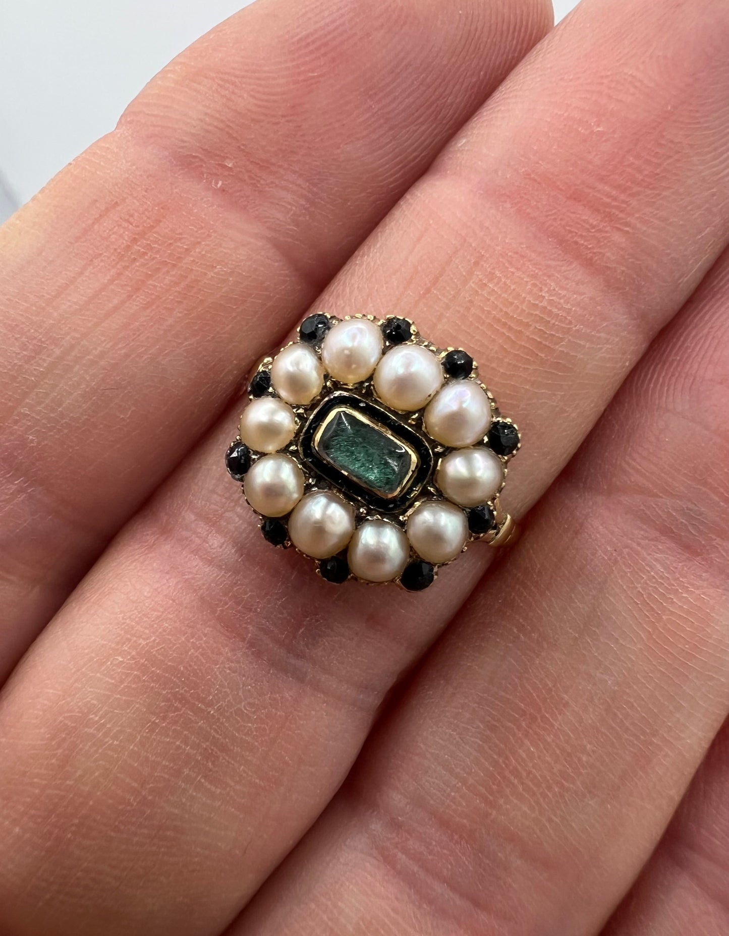 Georgian Pearl Sapphire Gold Ring