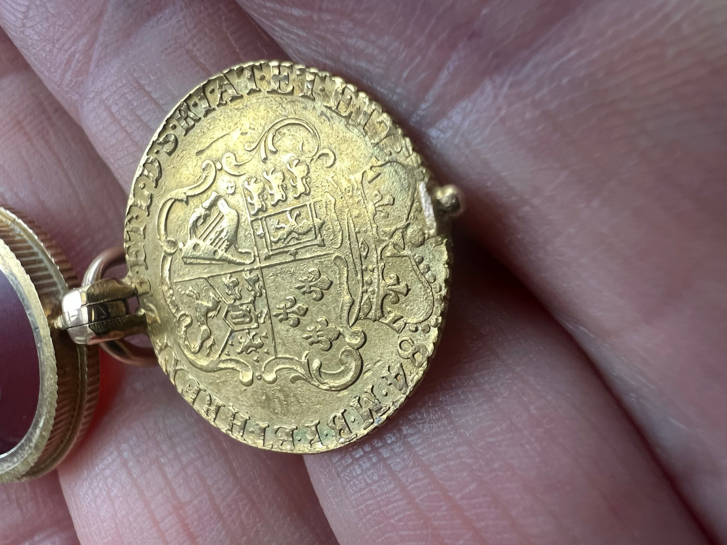 George III Half Guinea and Carnelian Antique Locket Pendant