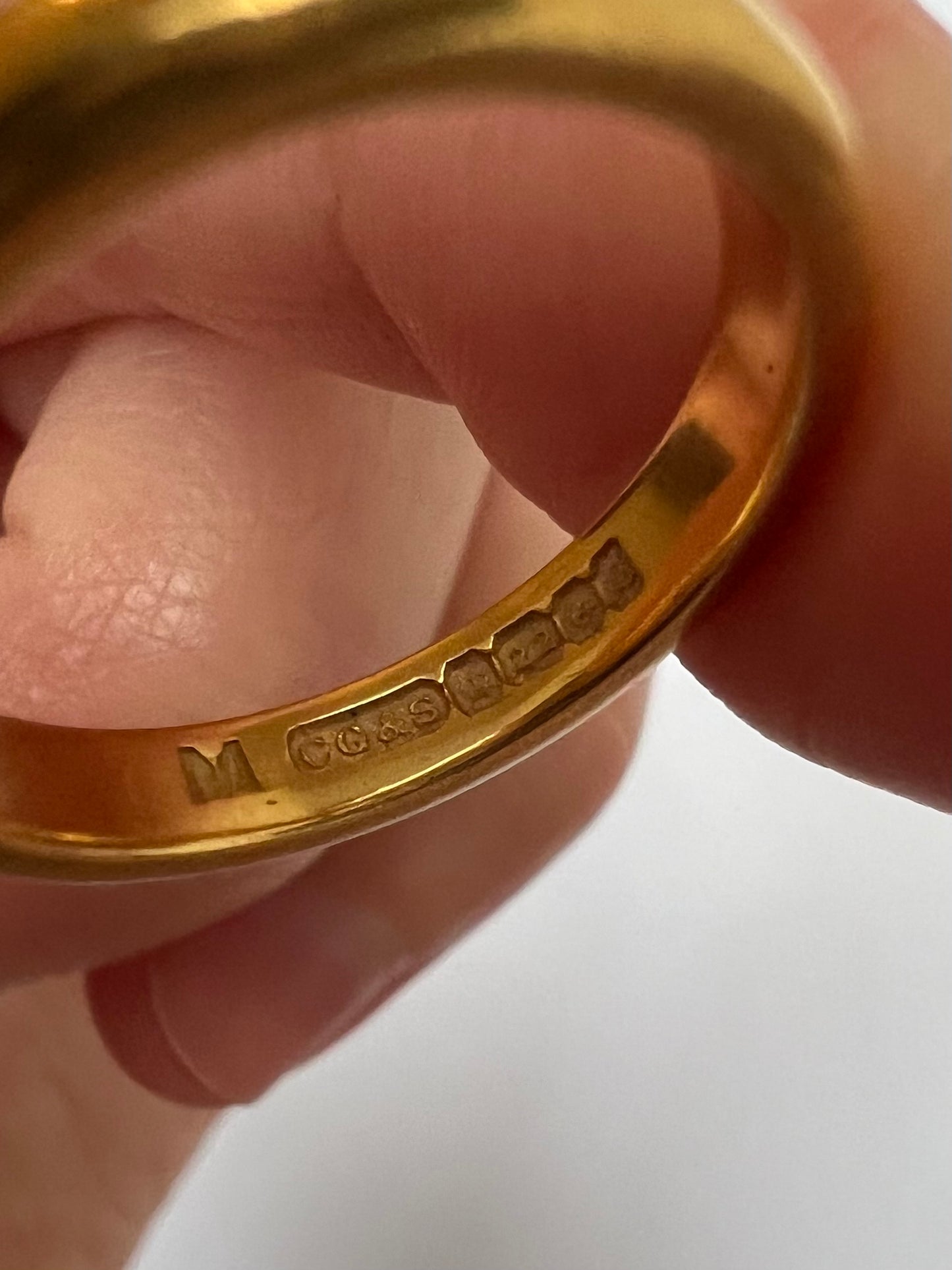 Vintage 22ct Gold Donut Wedding Band Ring 1965 Charles Green & Sons