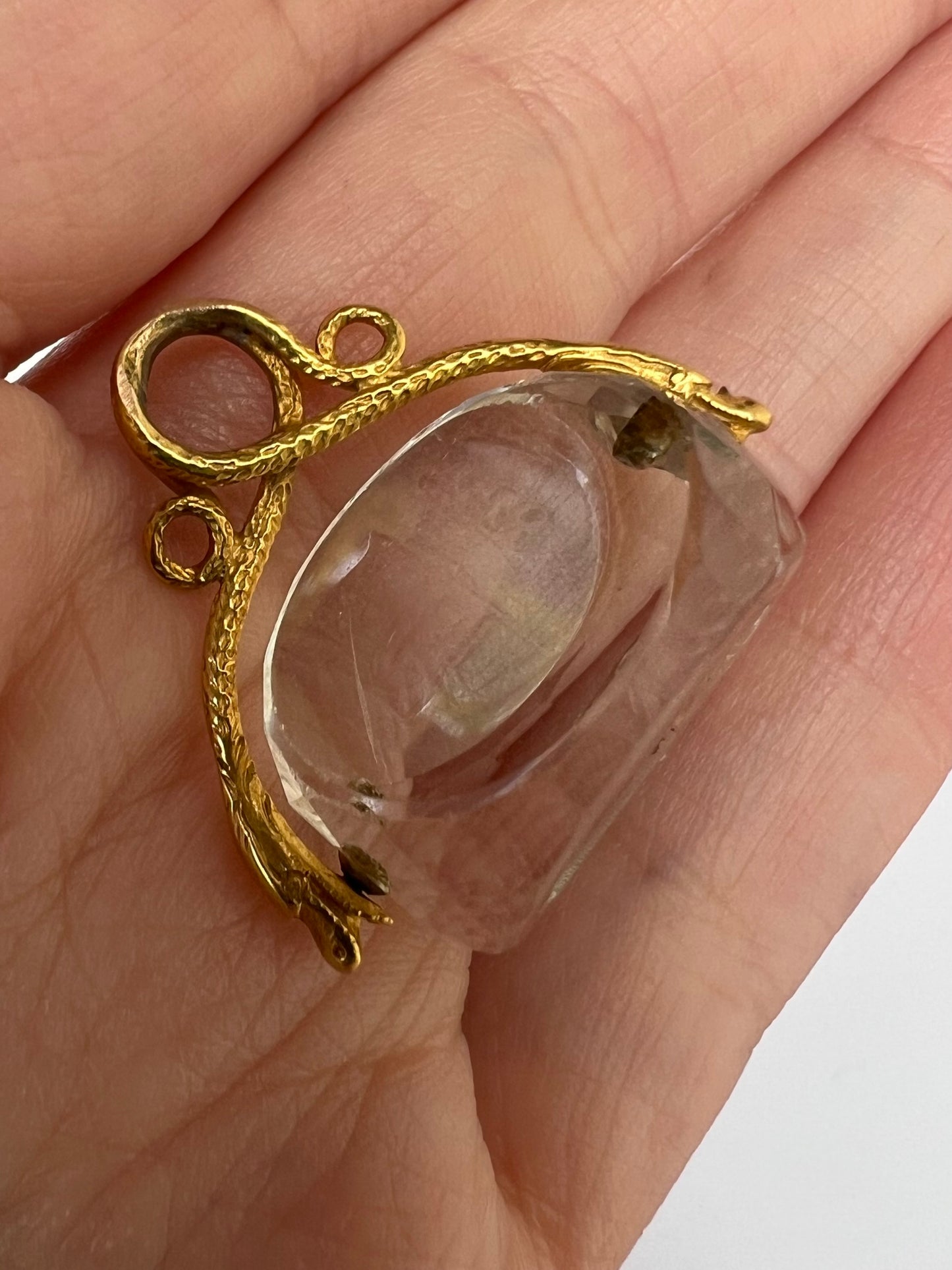 Ouroboros Snake Georgian High Carat Gold Rock Crystal Fob Spinner