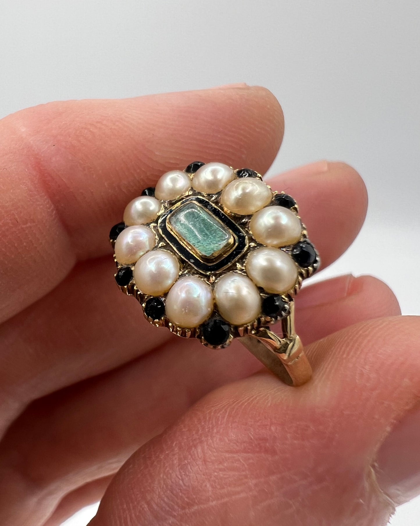 Georgian Pearl Sapphire Gold Ring