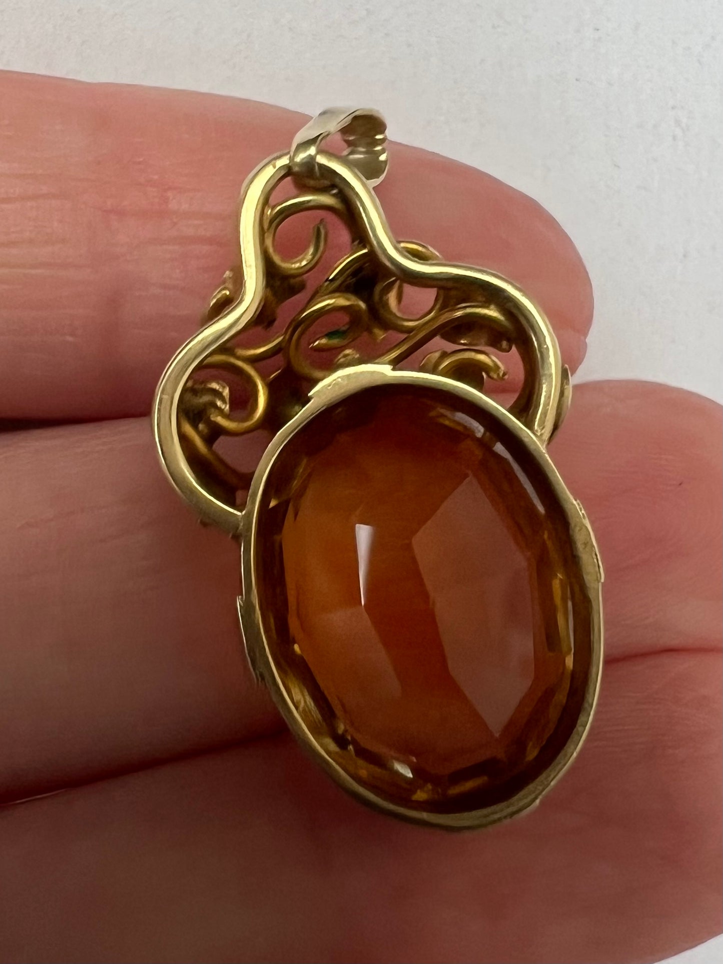 Reserved - please enquire Gold Arts & Crafts Topaz Pendant