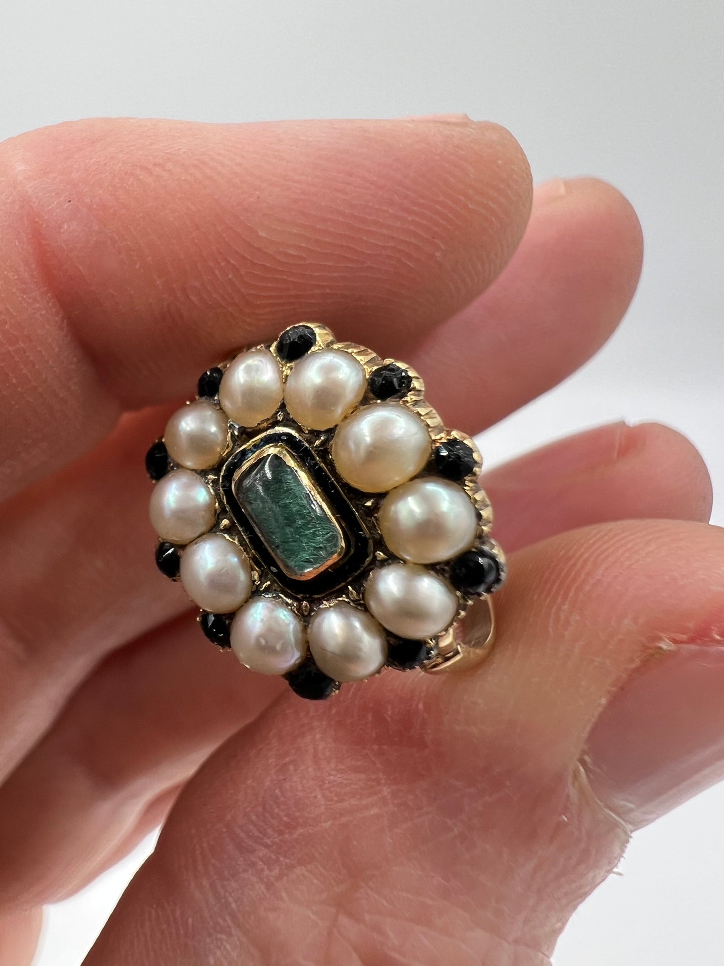 Georgian Pearl Sapphire Gold Ring