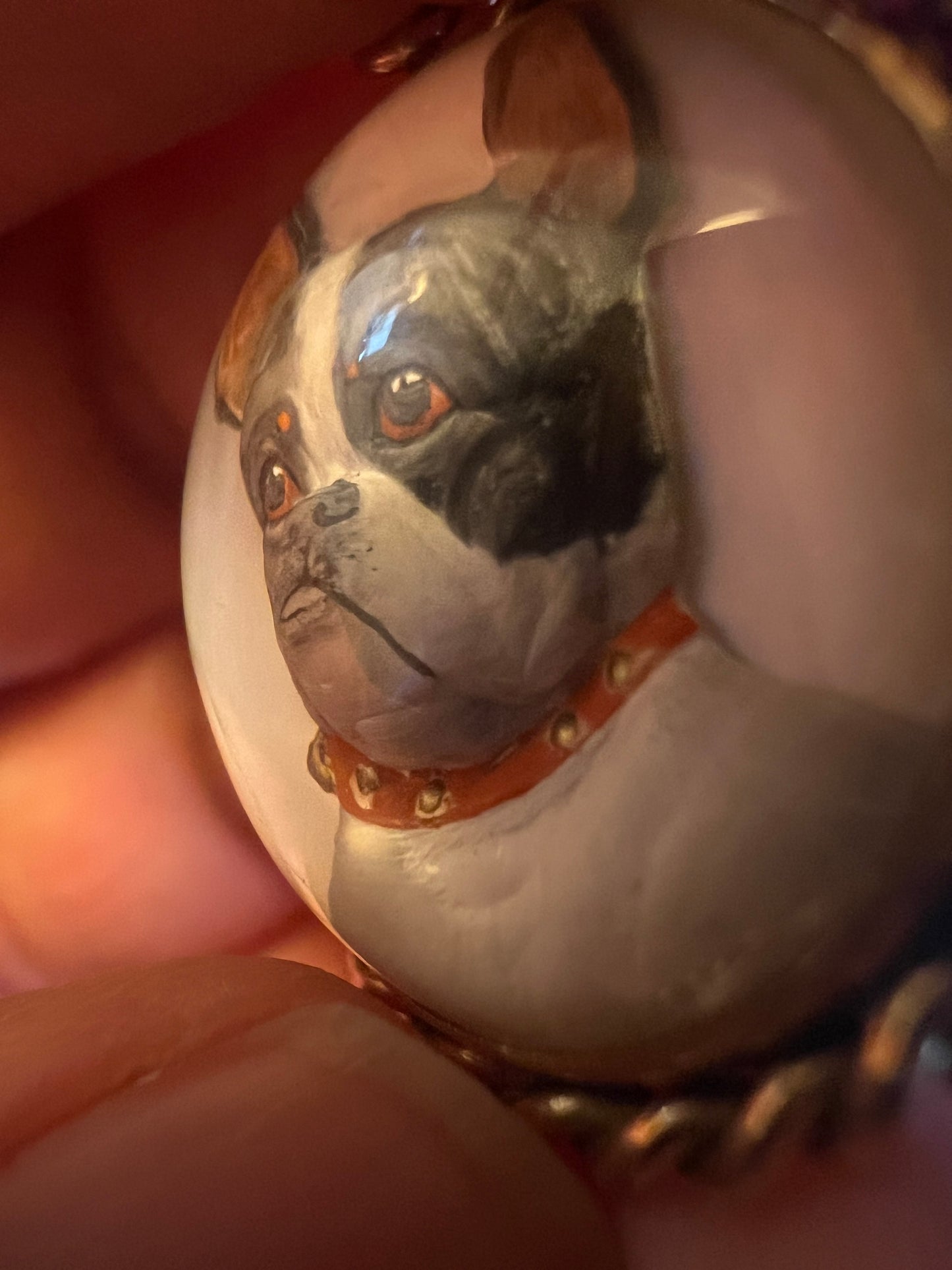 Reverse Carved Boston Terrier or French Bulldog "Essex Crystal" Intaglio Pendant