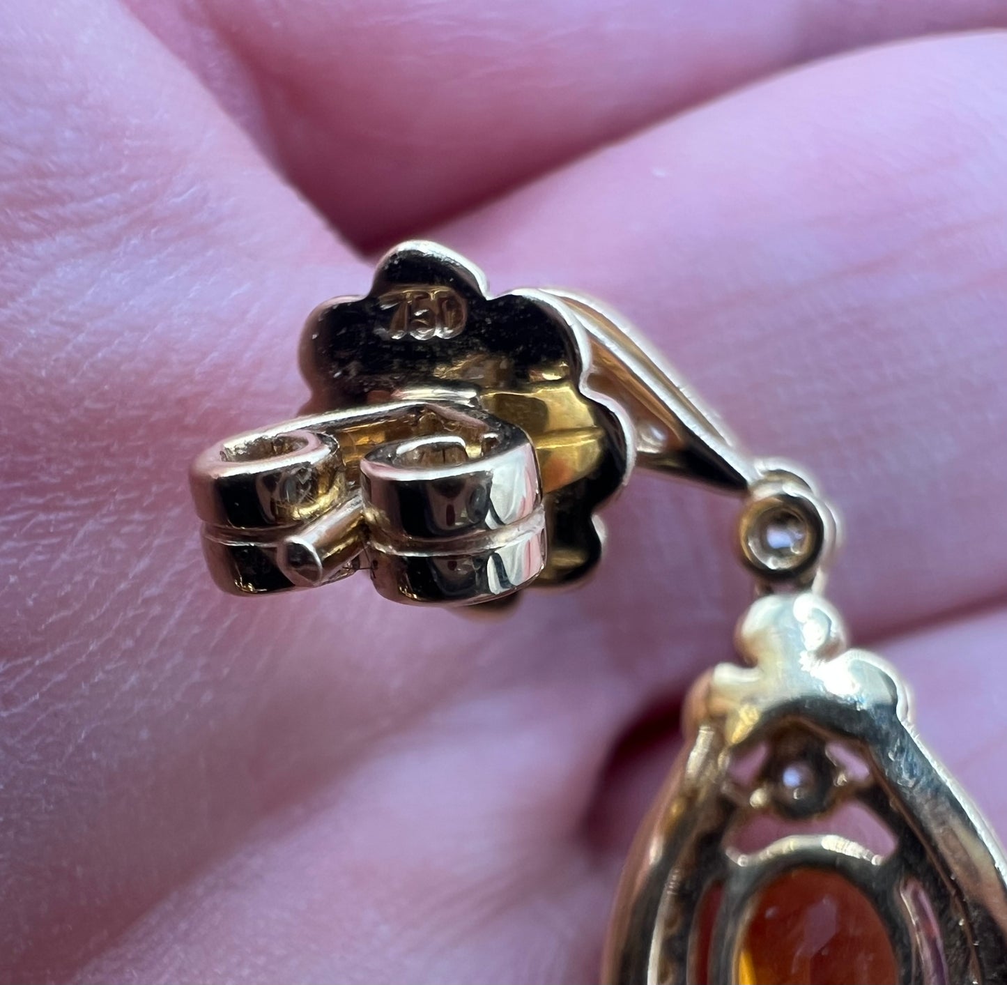 18ct Gold Diamond Modern Citrine Earrings