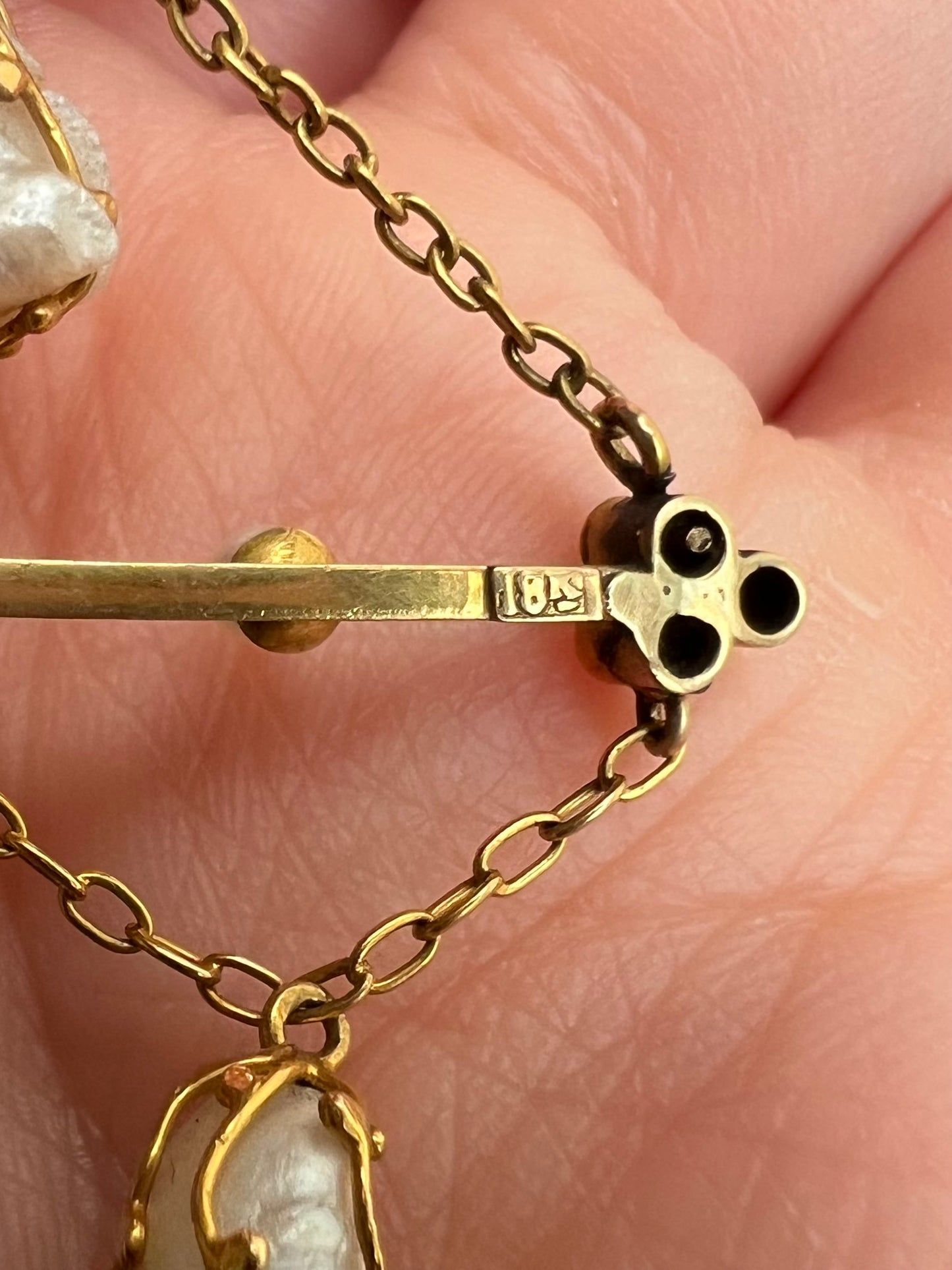 18ct Gold Arts & Crafts Pearl Turquoise Pendant Possibly Liberty