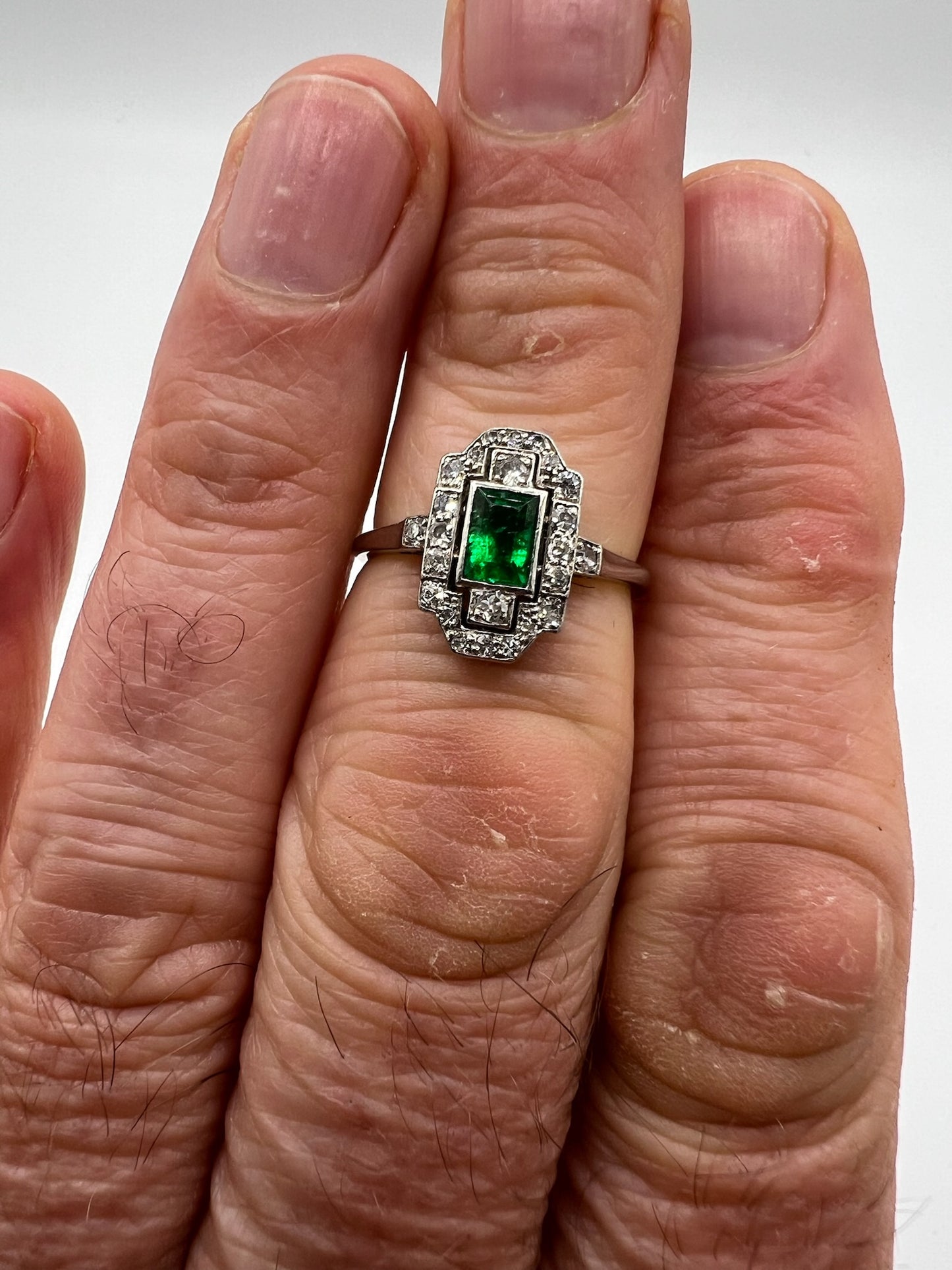 Fab Art Deco Platinum Emerald Diamond Ring - Beware of Imitations!