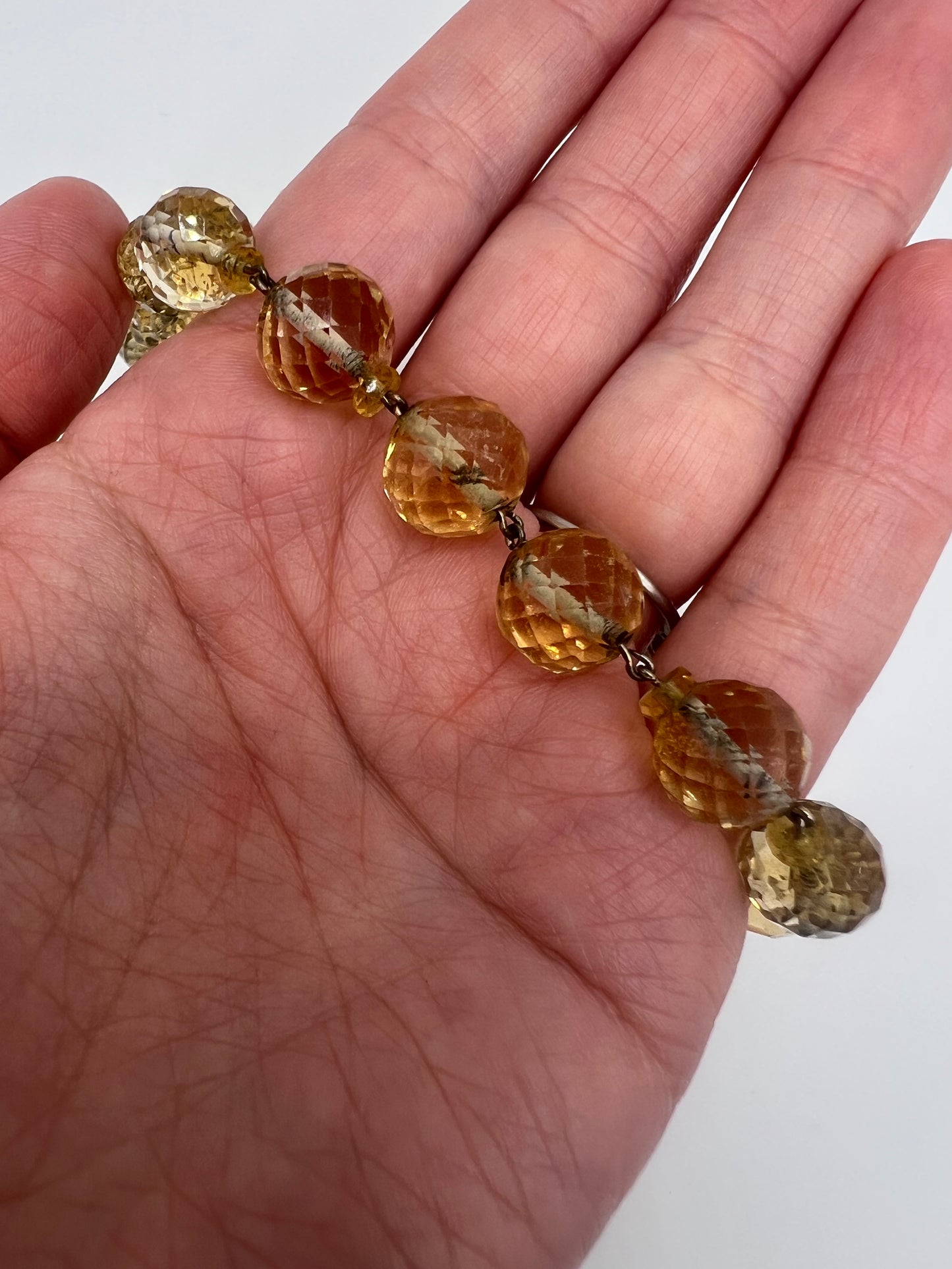 Long String of 1920s Art Deco Citrine Faceted Beads