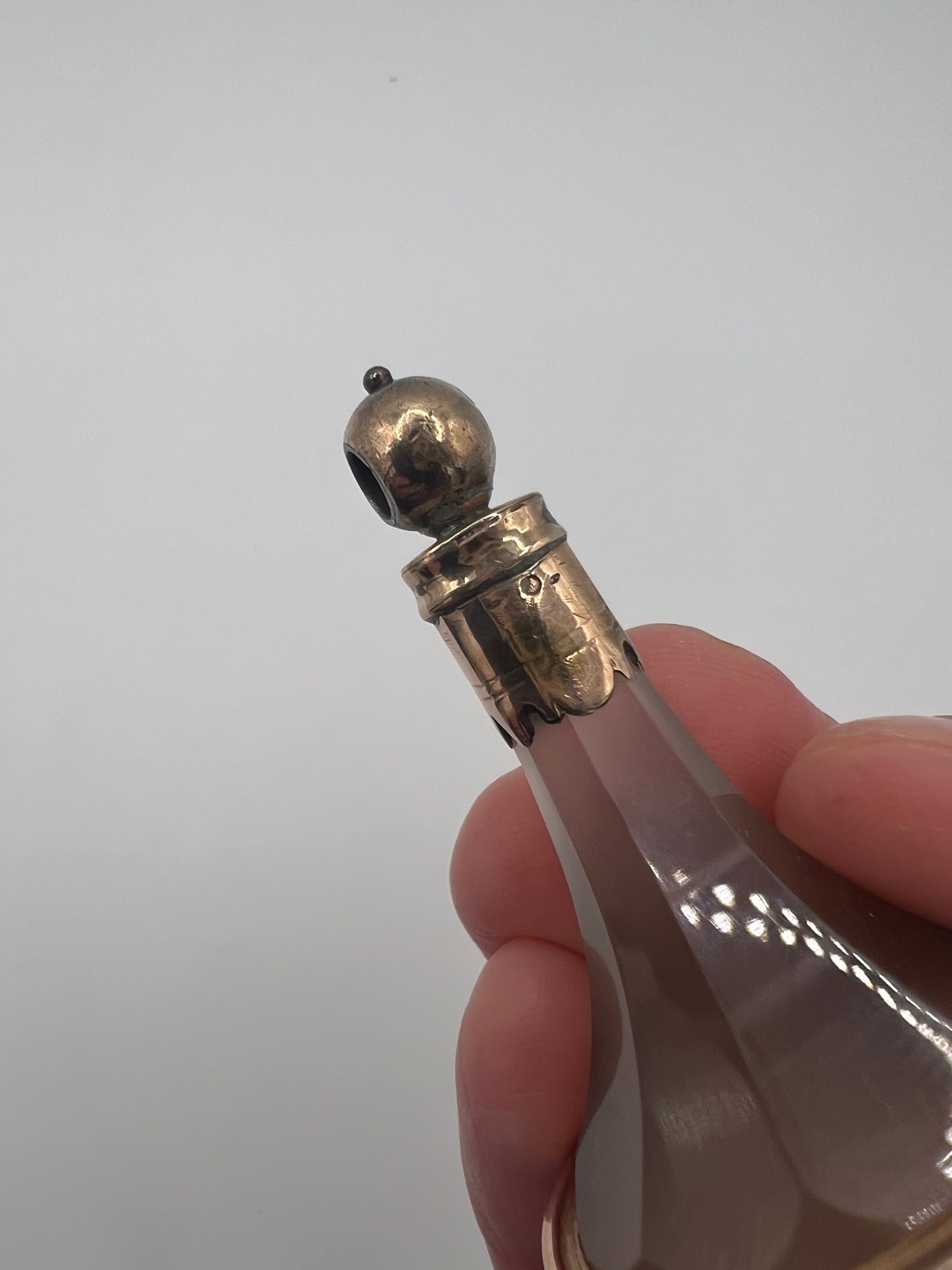 Very Large Georgian Agate Gold Intaglio Fob Seal "Never Despair"