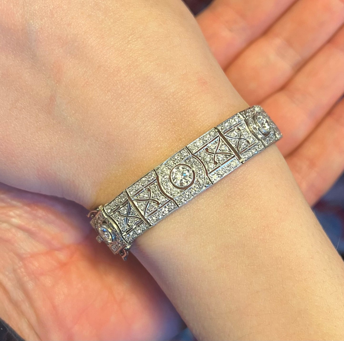 Red Carpet French Art Deco Platinum Diamond Bracelet