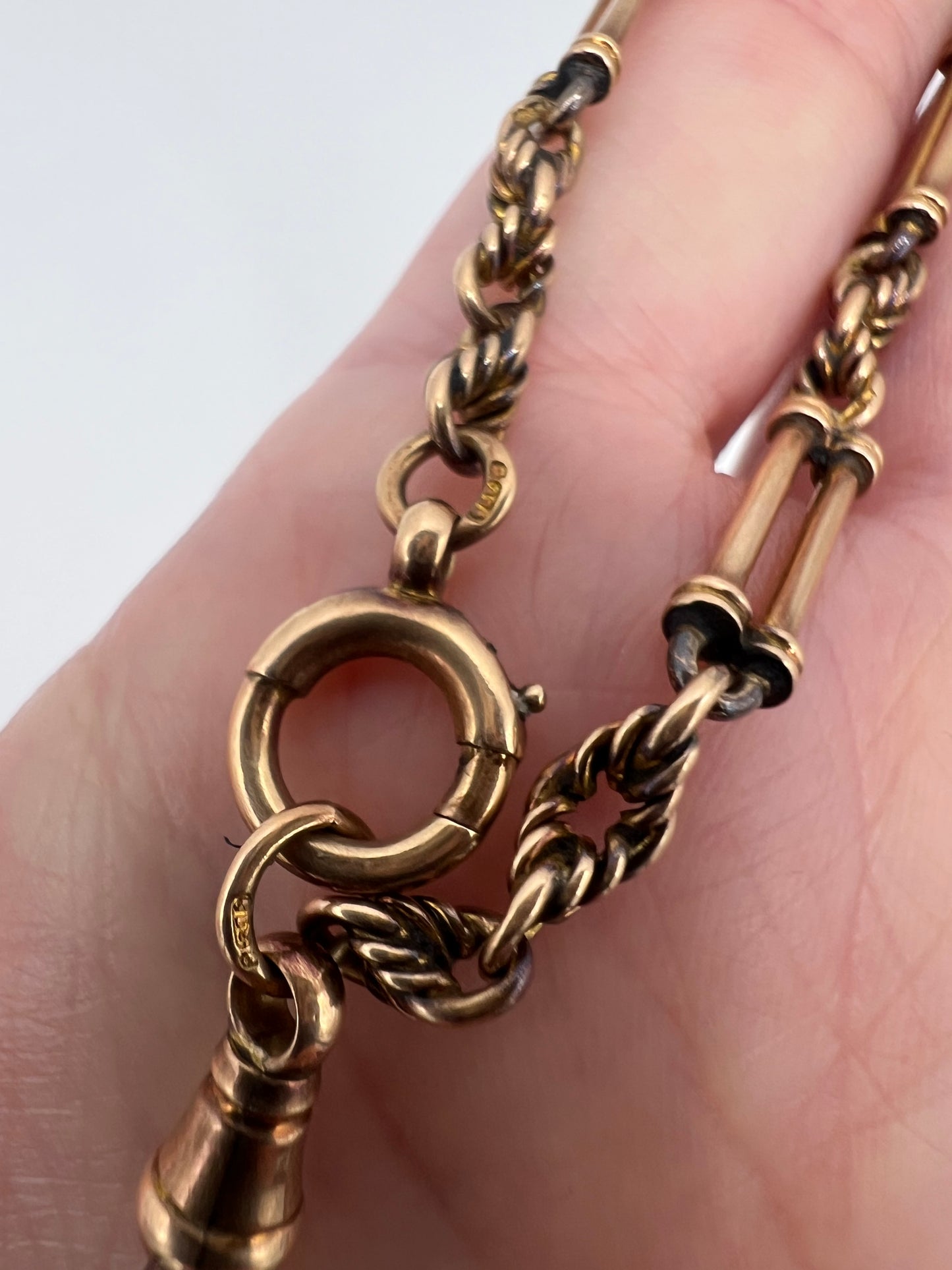 RESERVED - Please enquire for price - Fancy Paperclip Link Rose Gold Albert Chain