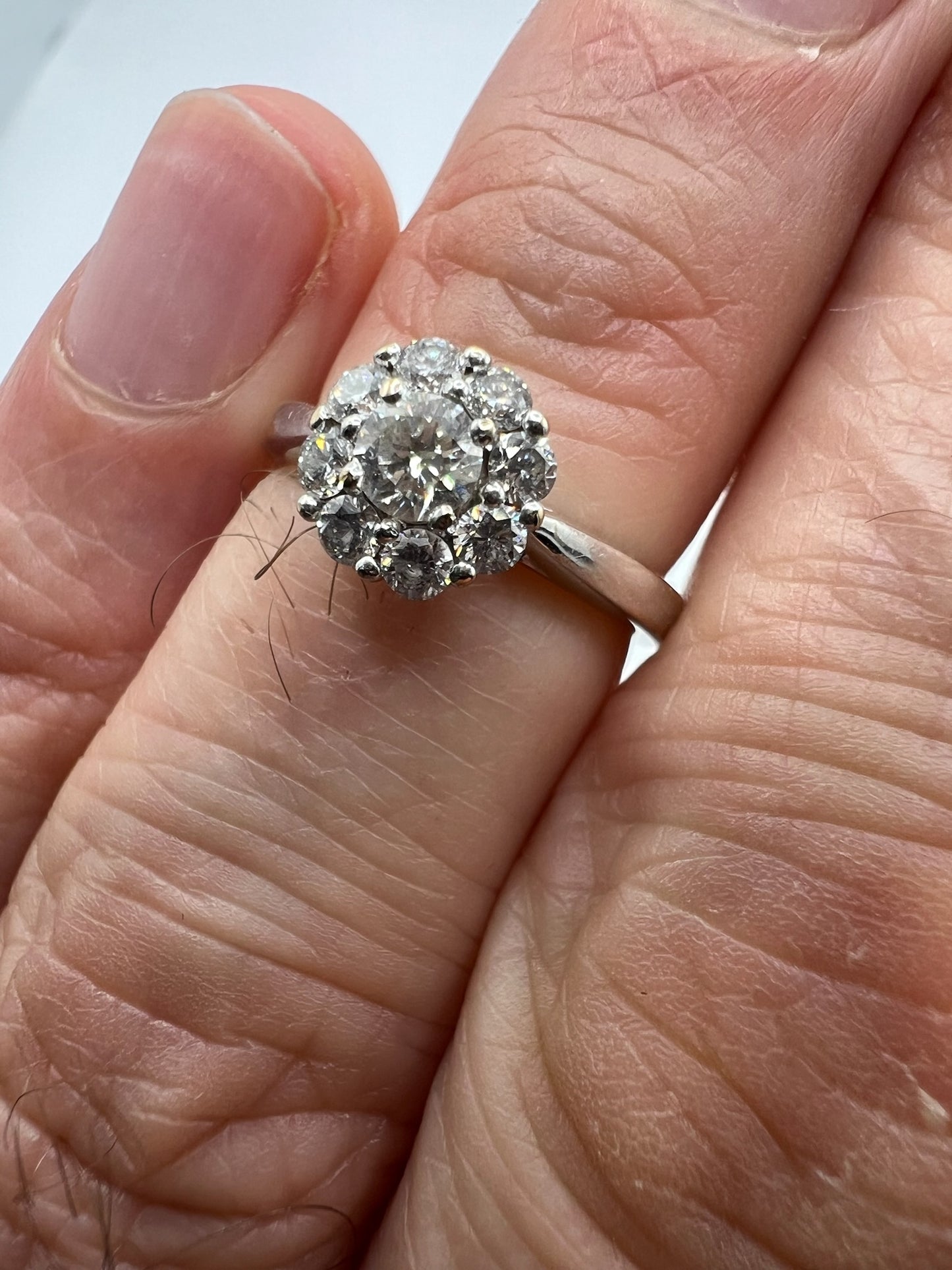 Vintage 18ct White Gold Diamond Daisy Ring