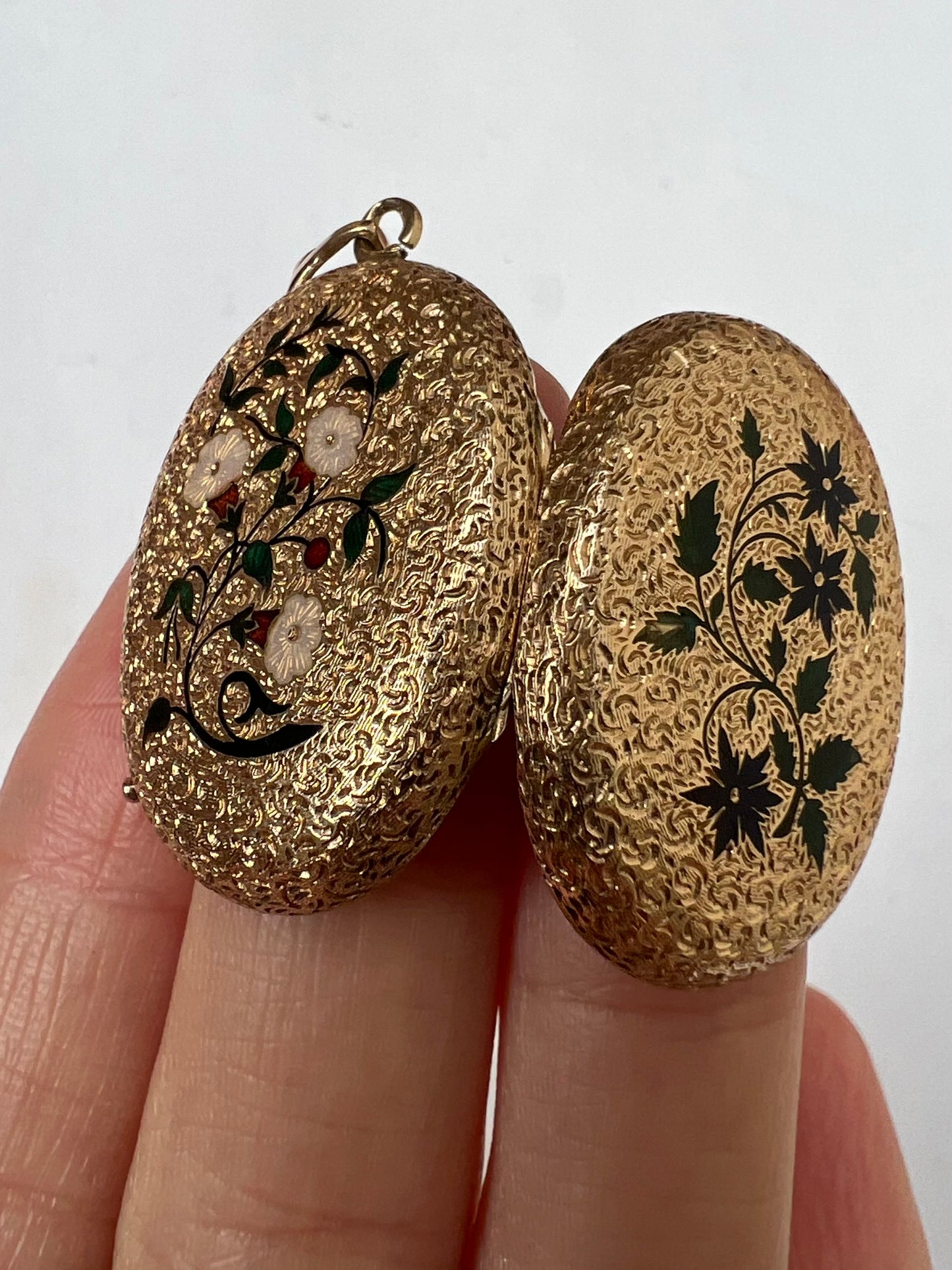 Swiss Gold & Enamel Flowers Night and Day Antique Locket