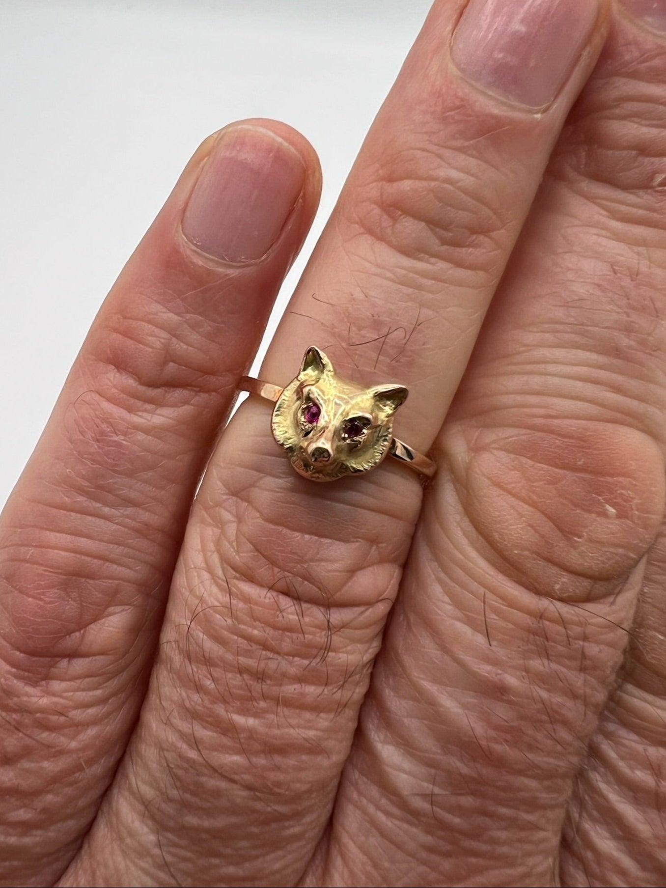 Antique Gold 3D Fox Mask Ring