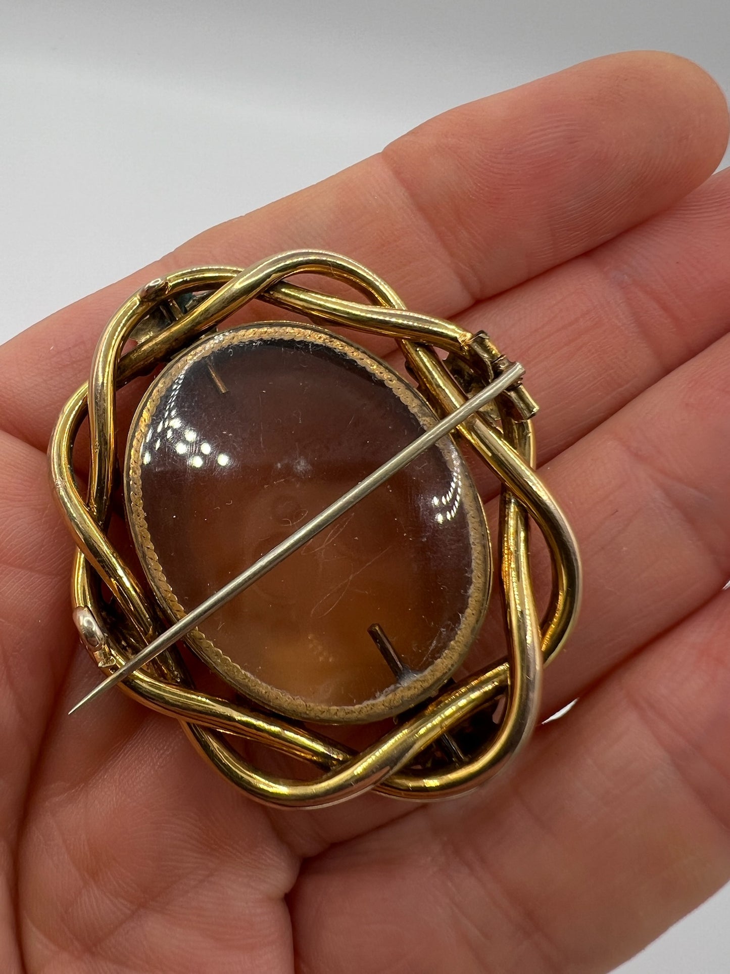 Antique 9ct Gold Cameo Brooch With Swivel Locket Back