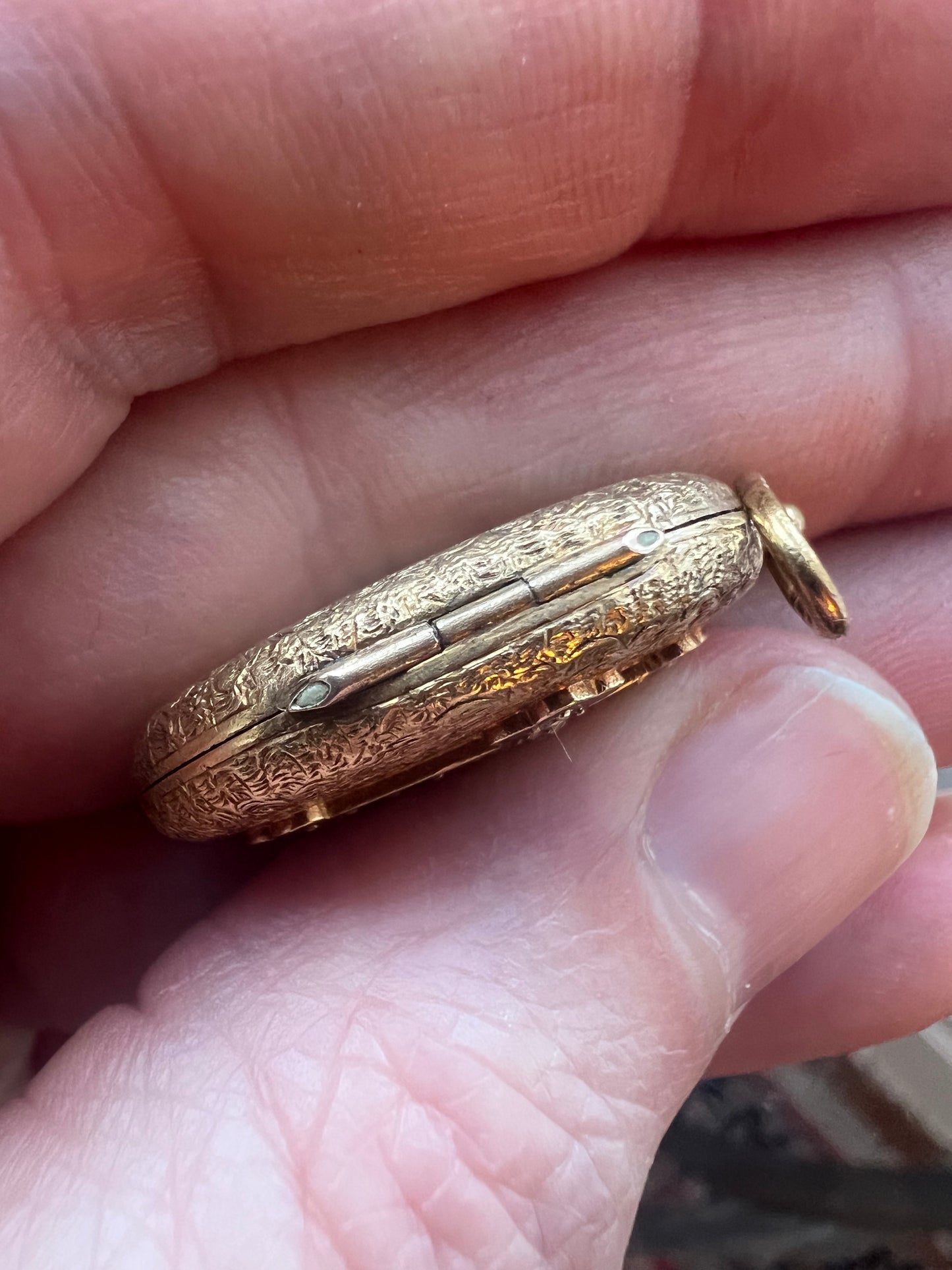 Antique 18ct Gold Diamond Crucifix Enamel Locket Pendant