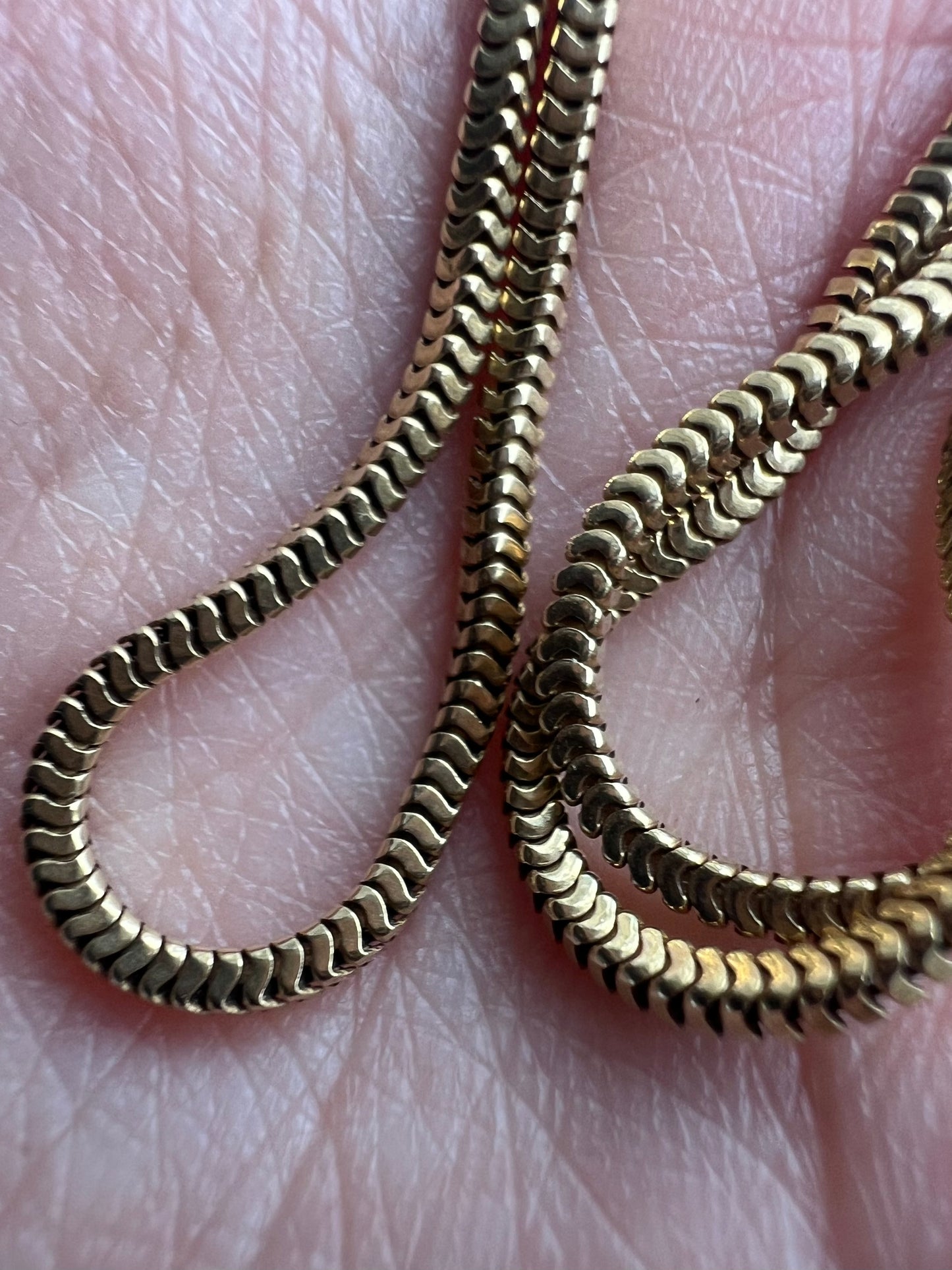 Long 65cm Vintage Heavy 13g 14ct Solid Gold Snake Chain