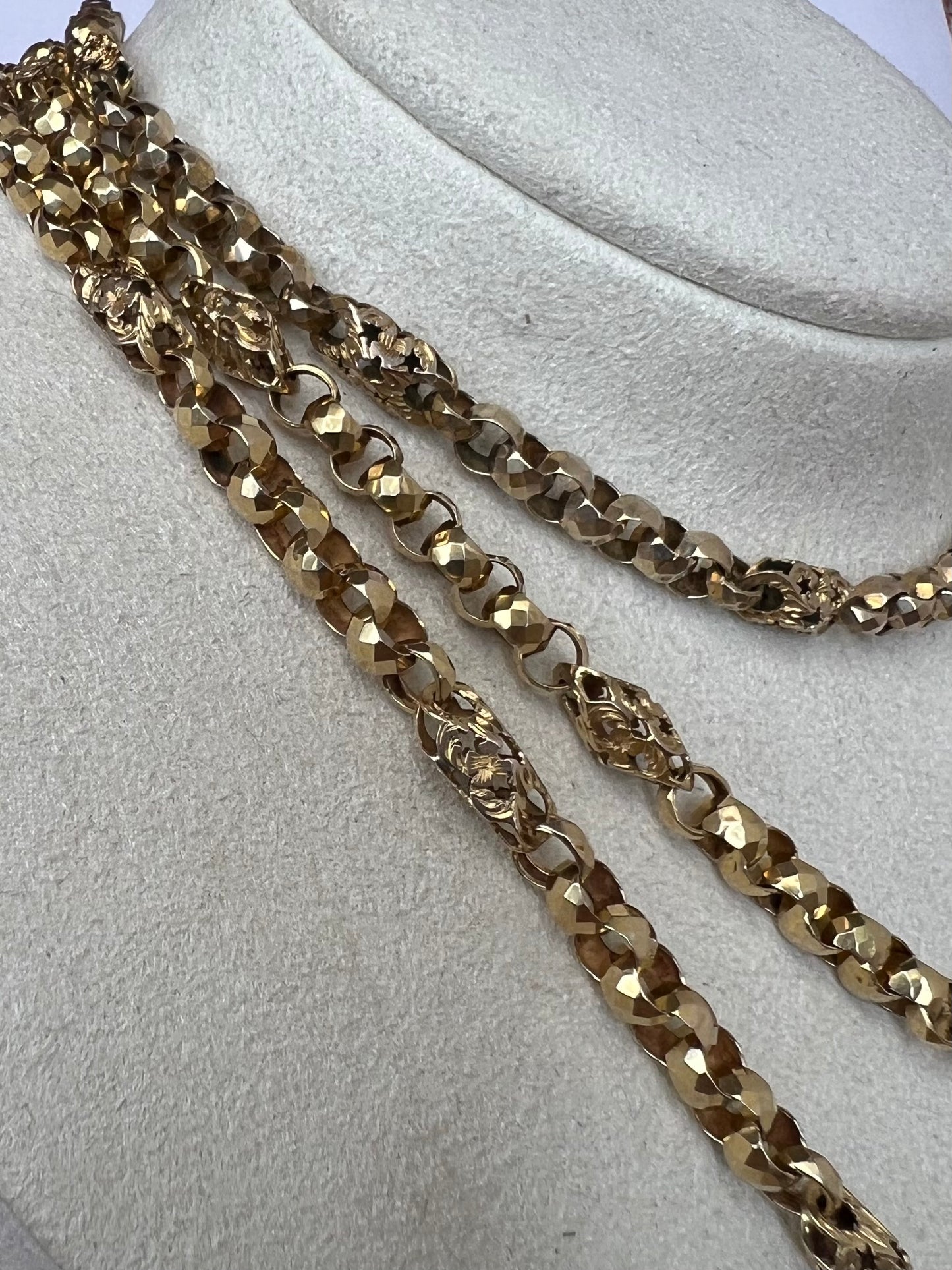 Victorian Fancy Link 9ct Gold Albert Chain Necklace. Reserved, please enquire