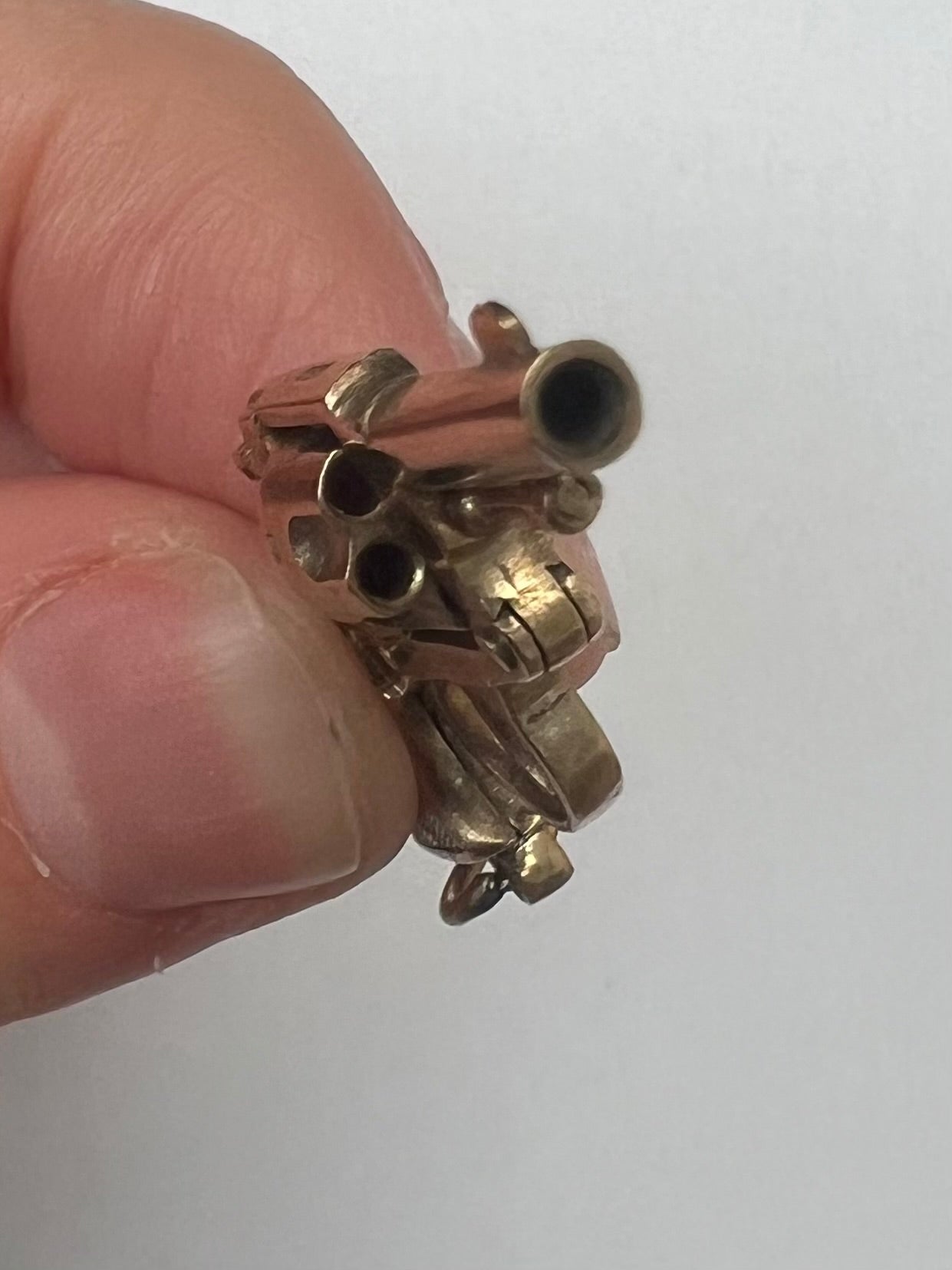 9ct Solid Gold Working Smith & Wesson Revolver Charm Pendant with Moving Parts - Reserved Pls Enquire