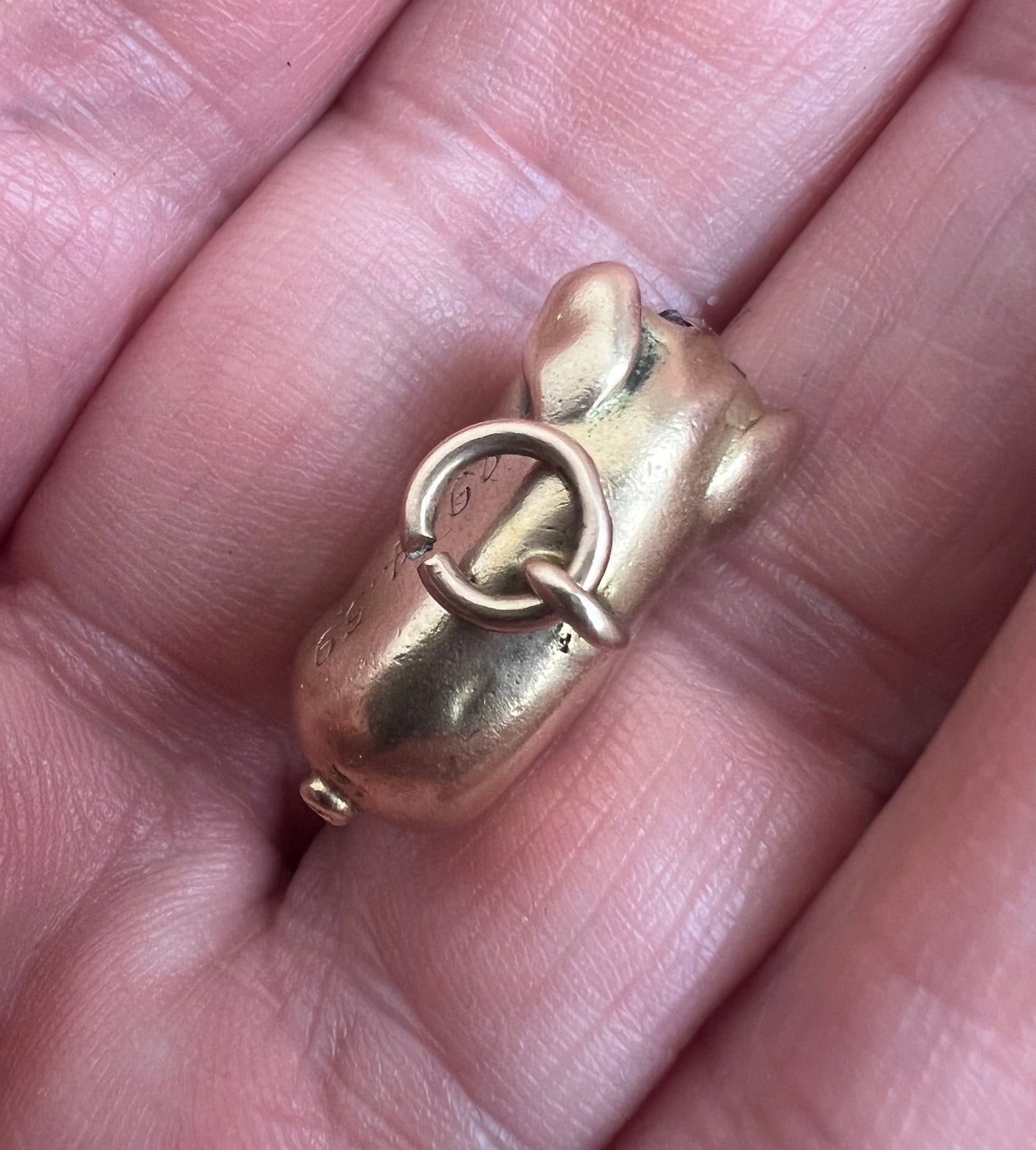 *Reserved* Fat little Piggy Solid Gold Very Heavy Charm Pendant