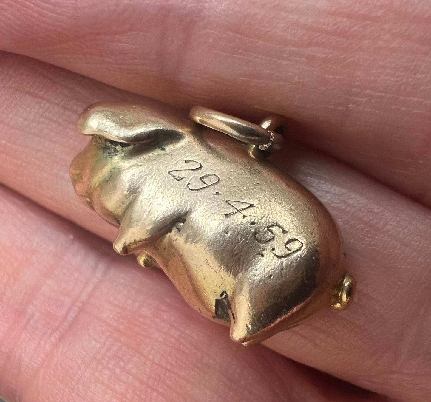 *Reserved* Fat little Piggy Solid Gold Very Heavy Charm Pendant