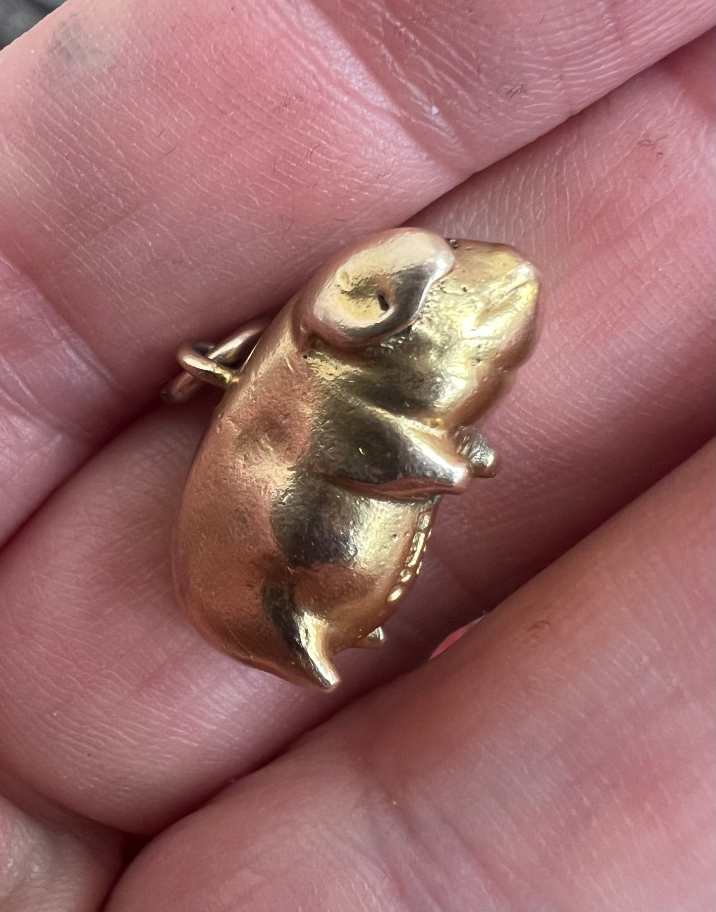 *Reserved* Fat little Piggy Solid Gold Very Heavy Charm Pendant
