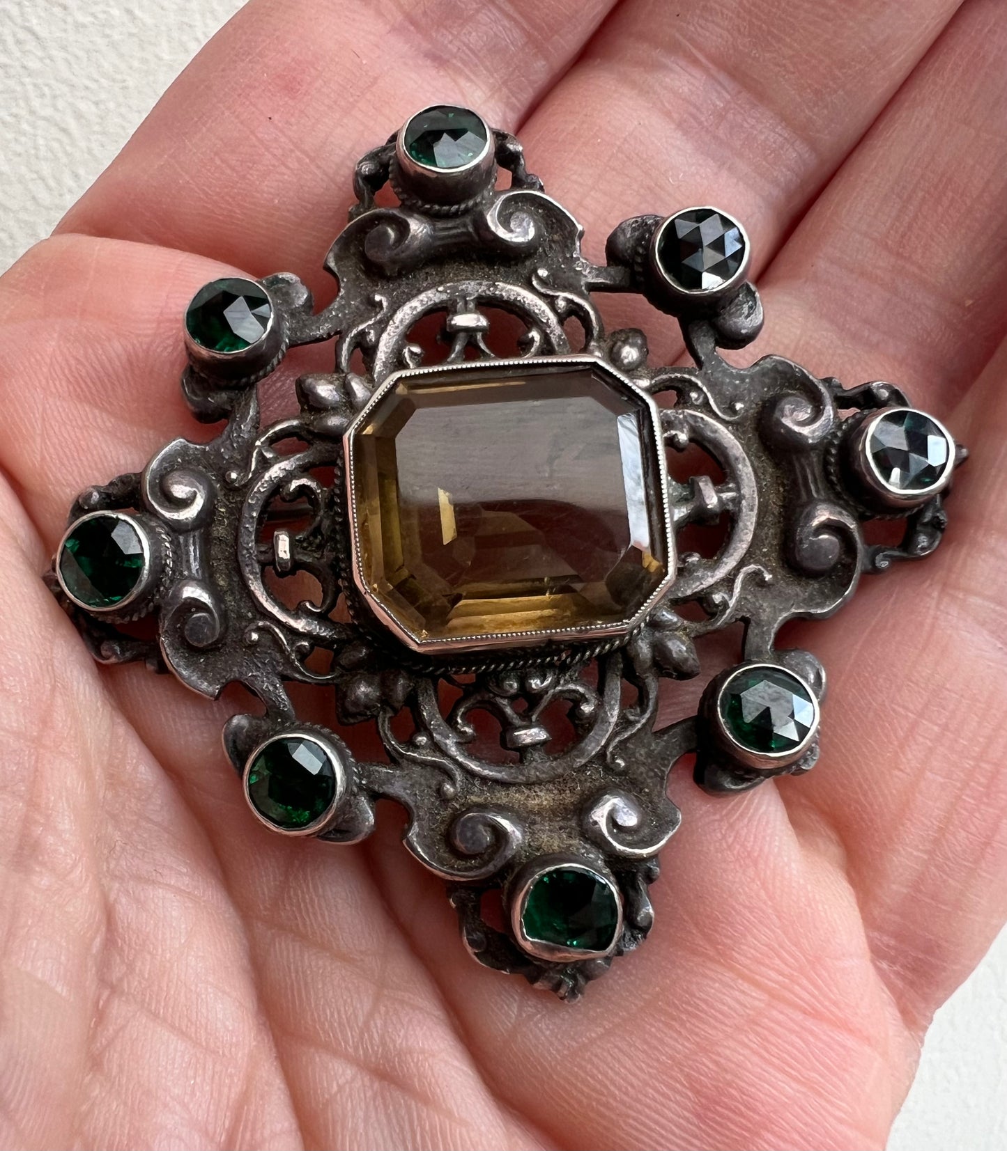Zoltan White Signed Arts & Crafts Austro Hungarian Brooch Pin