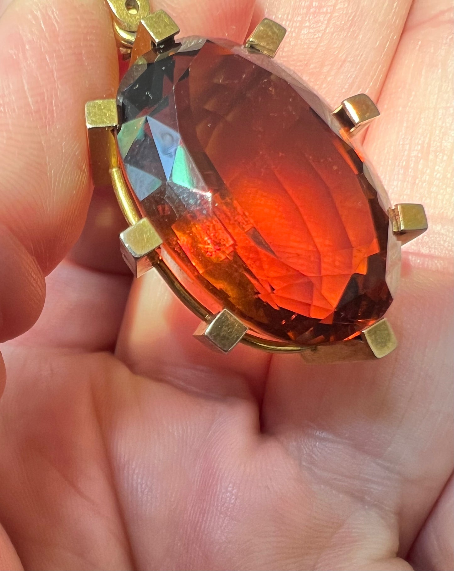 Large Madeira Sherry Citrine Cairngorm Large Victorian Gold Pendant