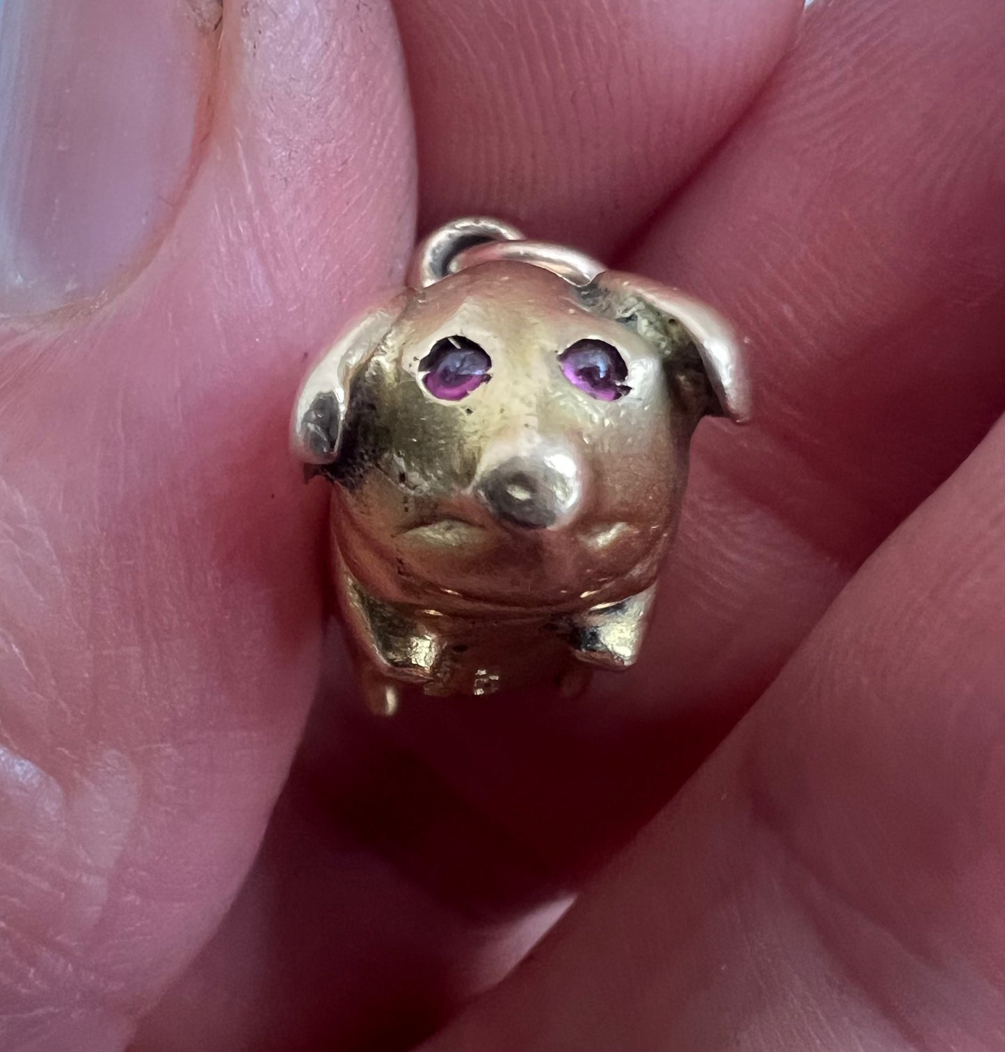 *Reserved* Fat little Piggy Solid Gold Very Heavy Charm Pendant