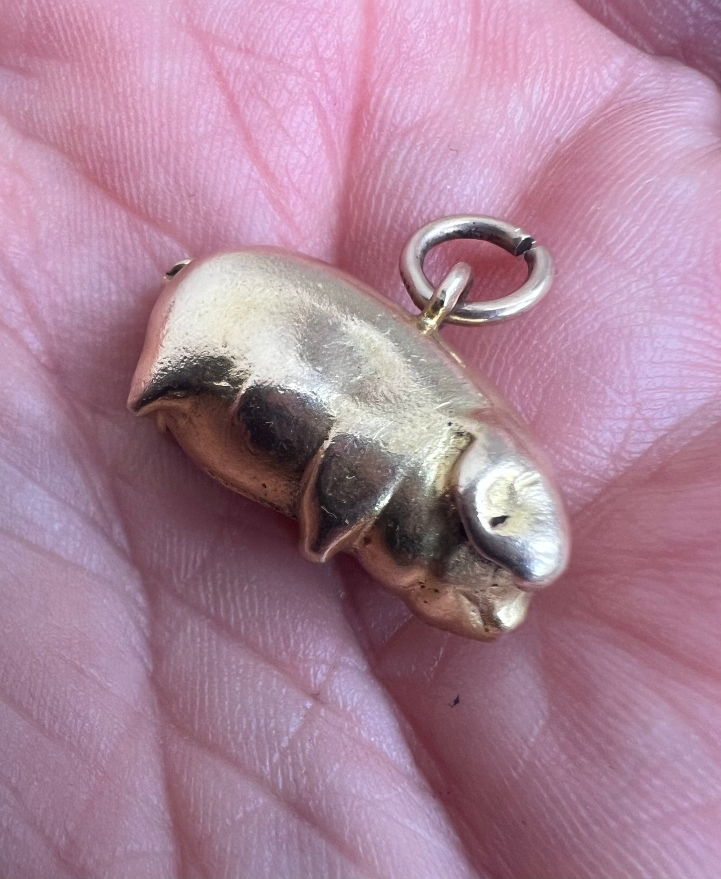 *Reserved* Fat little Piggy Solid Gold Very Heavy Charm Pendant