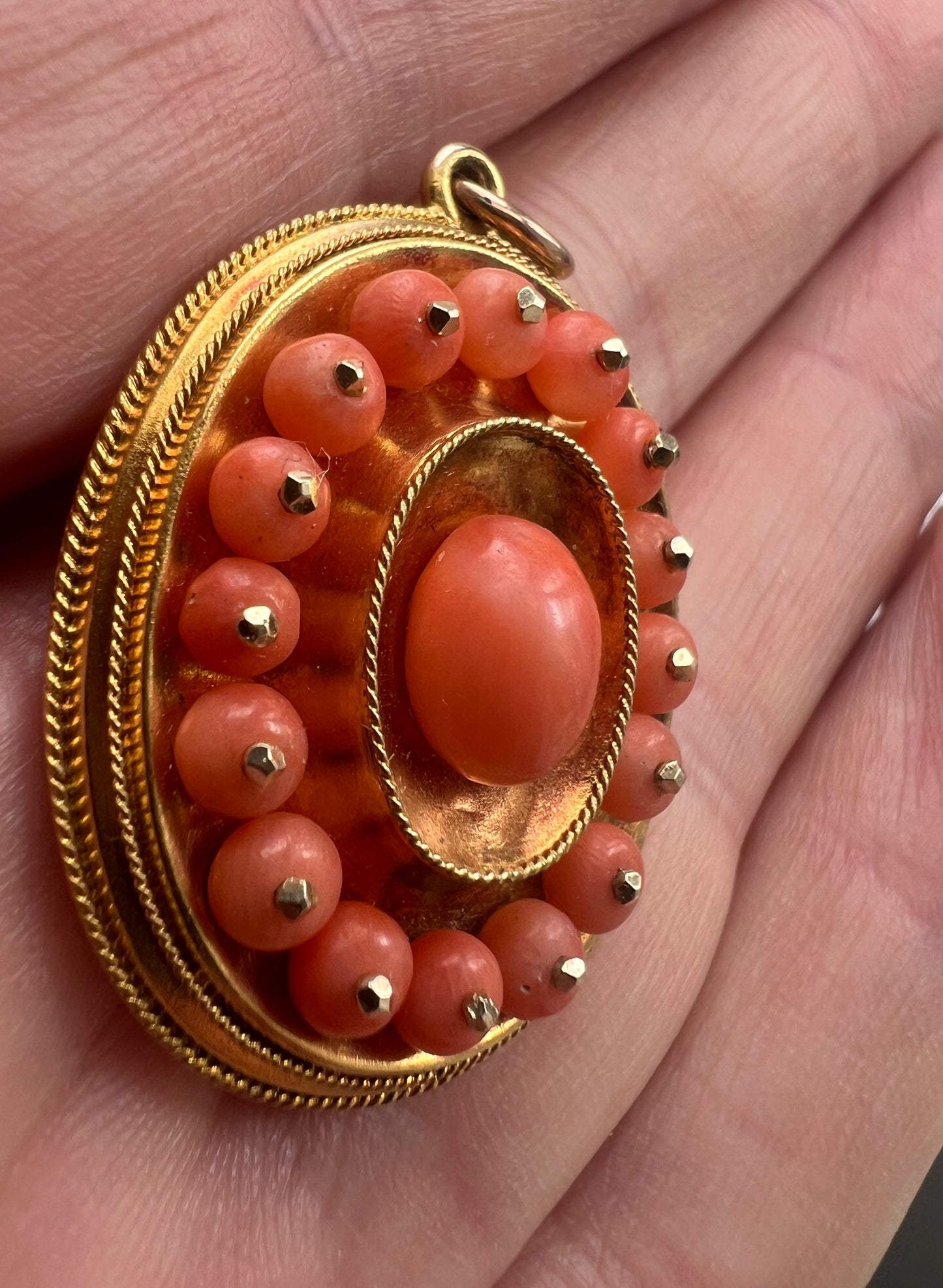 Unusual Victorian Gold Coral Picture Locket