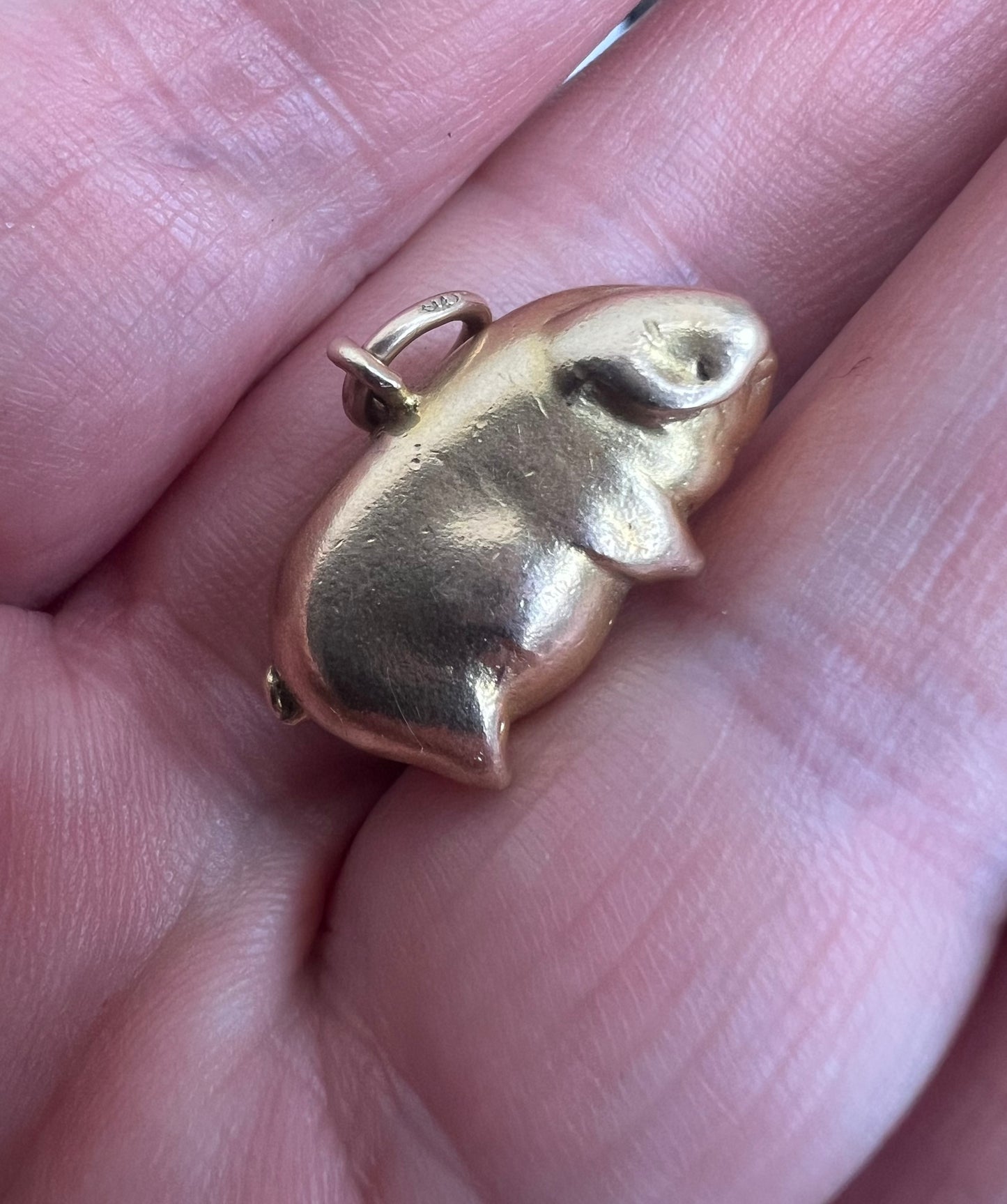 *Reserved* Fat little Piggy Solid Gold Very Heavy Charm Pendant