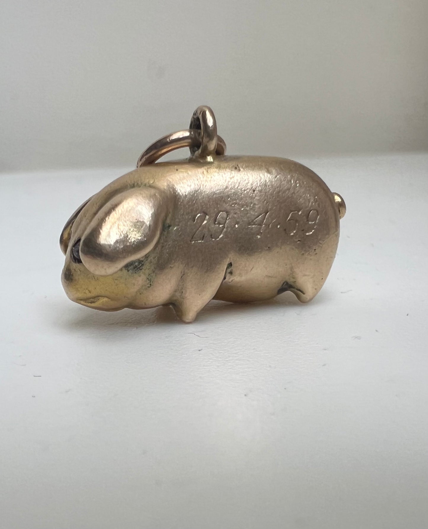 *Reserved* Fat little Piggy Solid Gold Very Heavy Charm Pendant