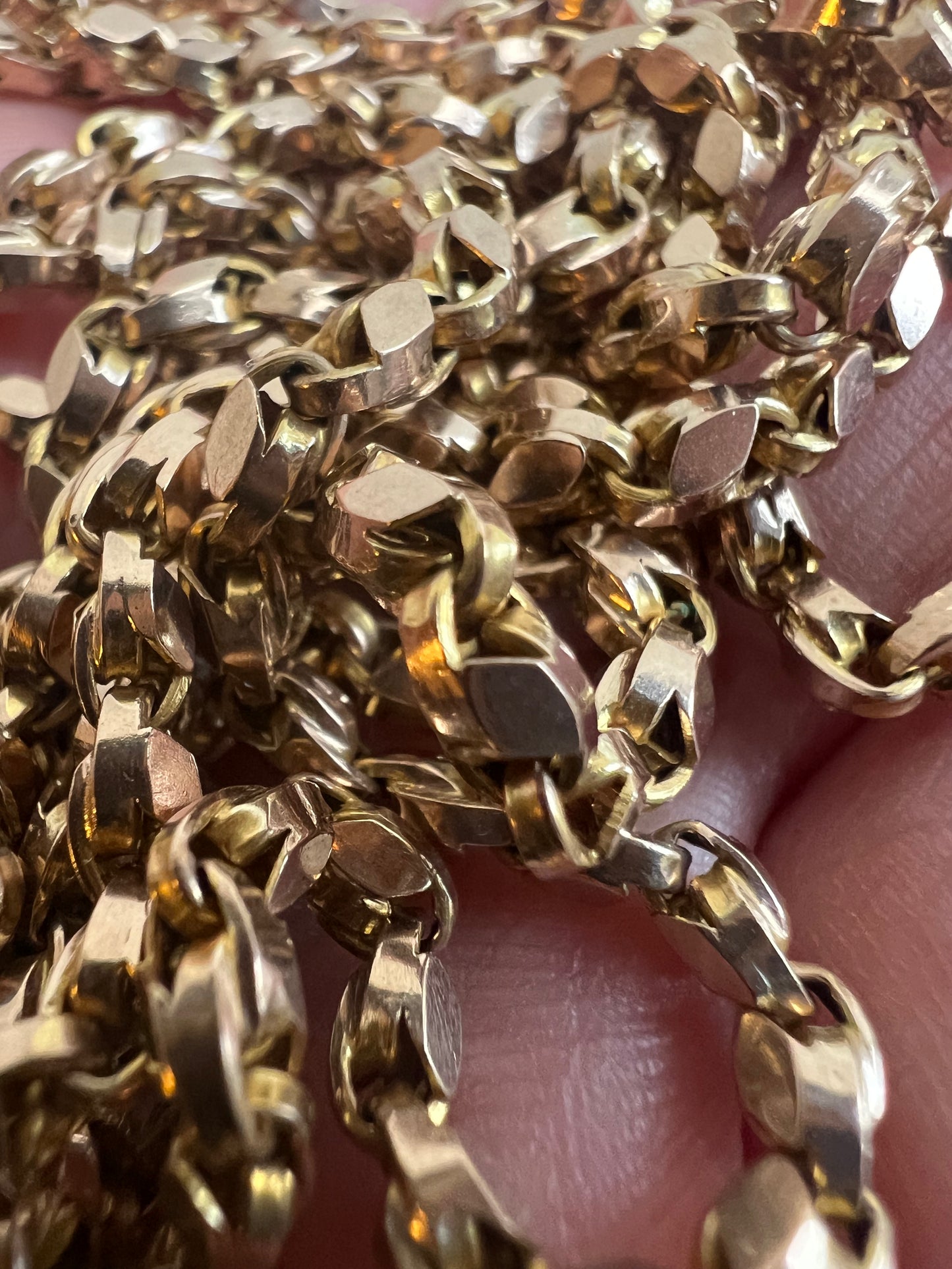 Super Long 57 Inch Rose Gold Antique Muff Chain Necklace With Dog Clip